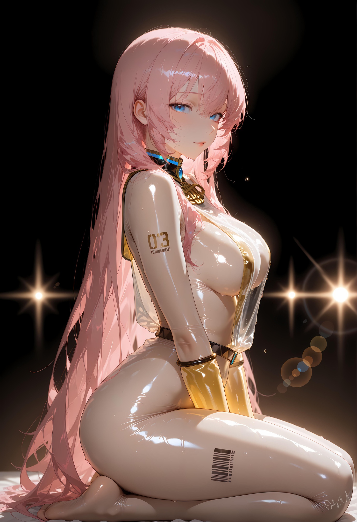 「AI生成アニメ少女 - 巡音ルカ 粉髪歌姫の皮衣と黒ストッキング 触手調教肉感無修正 62P」