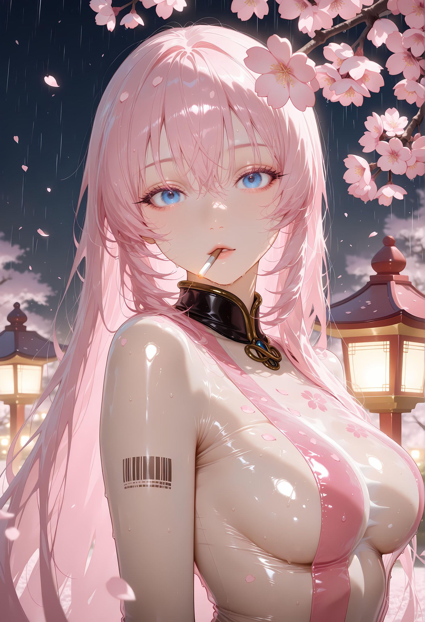 AI 生成的動漫女孩 - 巡音流歌 Megurine Luka 粉髮歌姬皮衣開檔黑絲 觸手調教肉感無修正 62P
