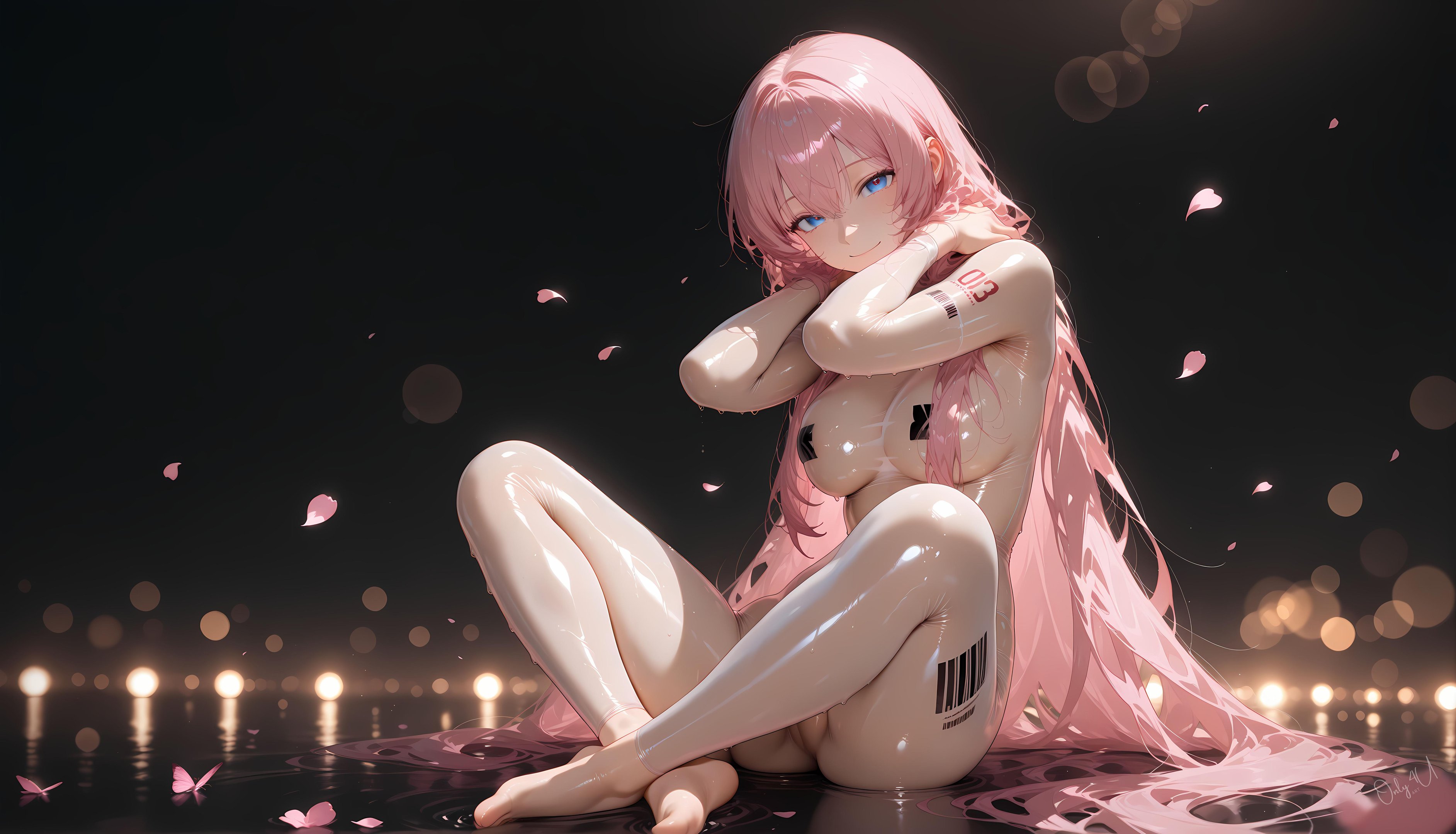「AI生成アニメ少女 - 巡音ルカ 粉髪歌姫の皮衣と黒ストッキング 触手調教肉感無修正 62P」