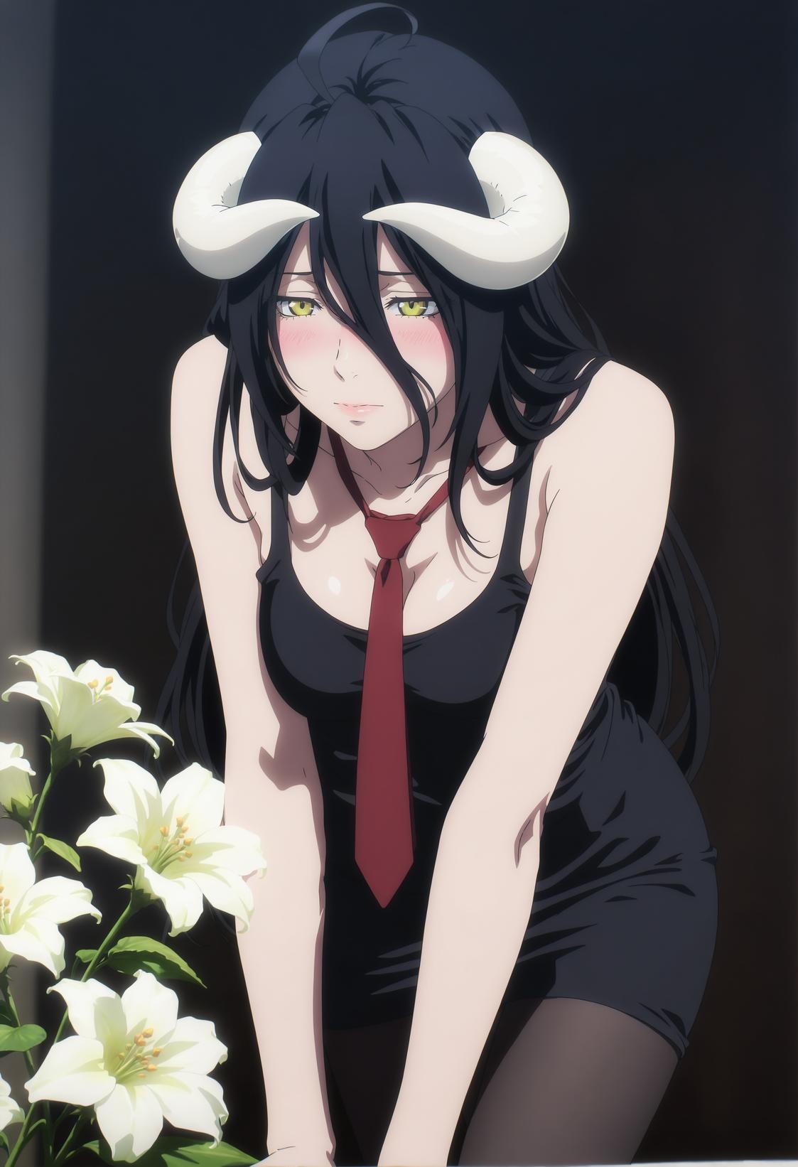 AI生成的動漫女孩 - 雅兒貝德 Albedo 纯白恶魔女仆 黑絲吊帶開檔 翅膀全開 肉感無修正 49P