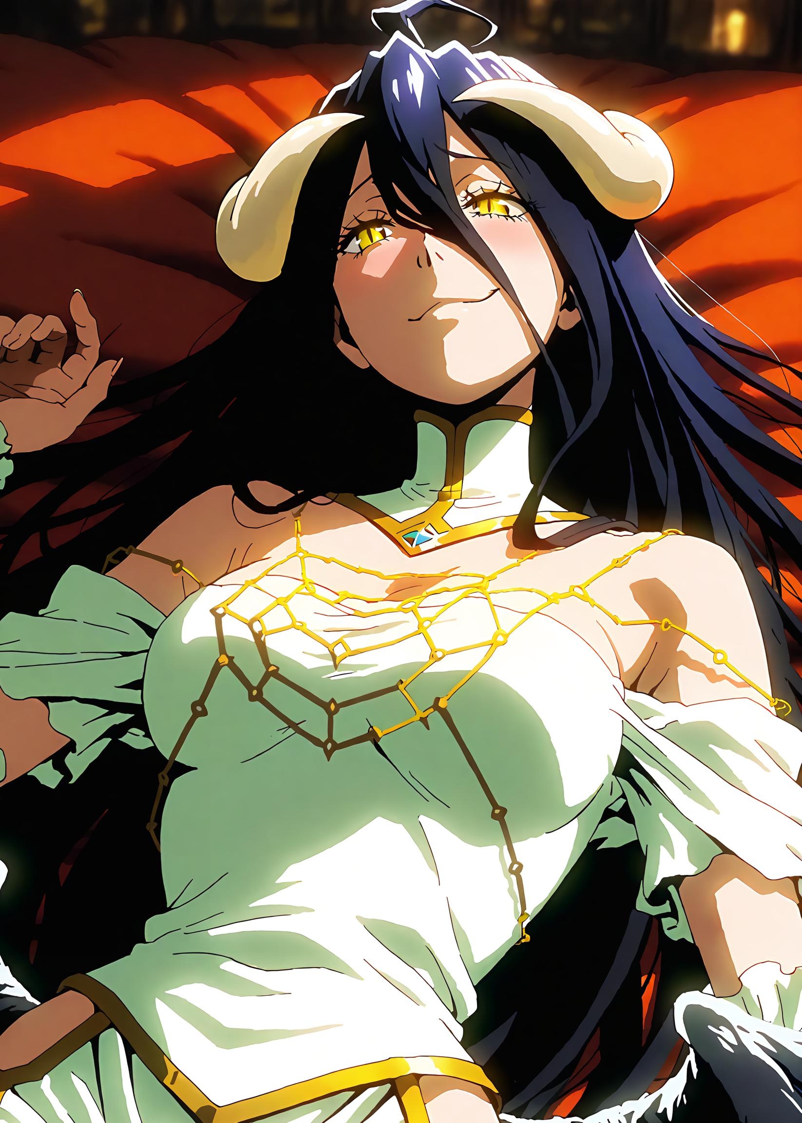 AI生成的動漫女孩 - 雅兒貝德 Albedo 纯白恶魔女仆 黑絲吊帶開檔 翅膀全開 肉感無修正 49P