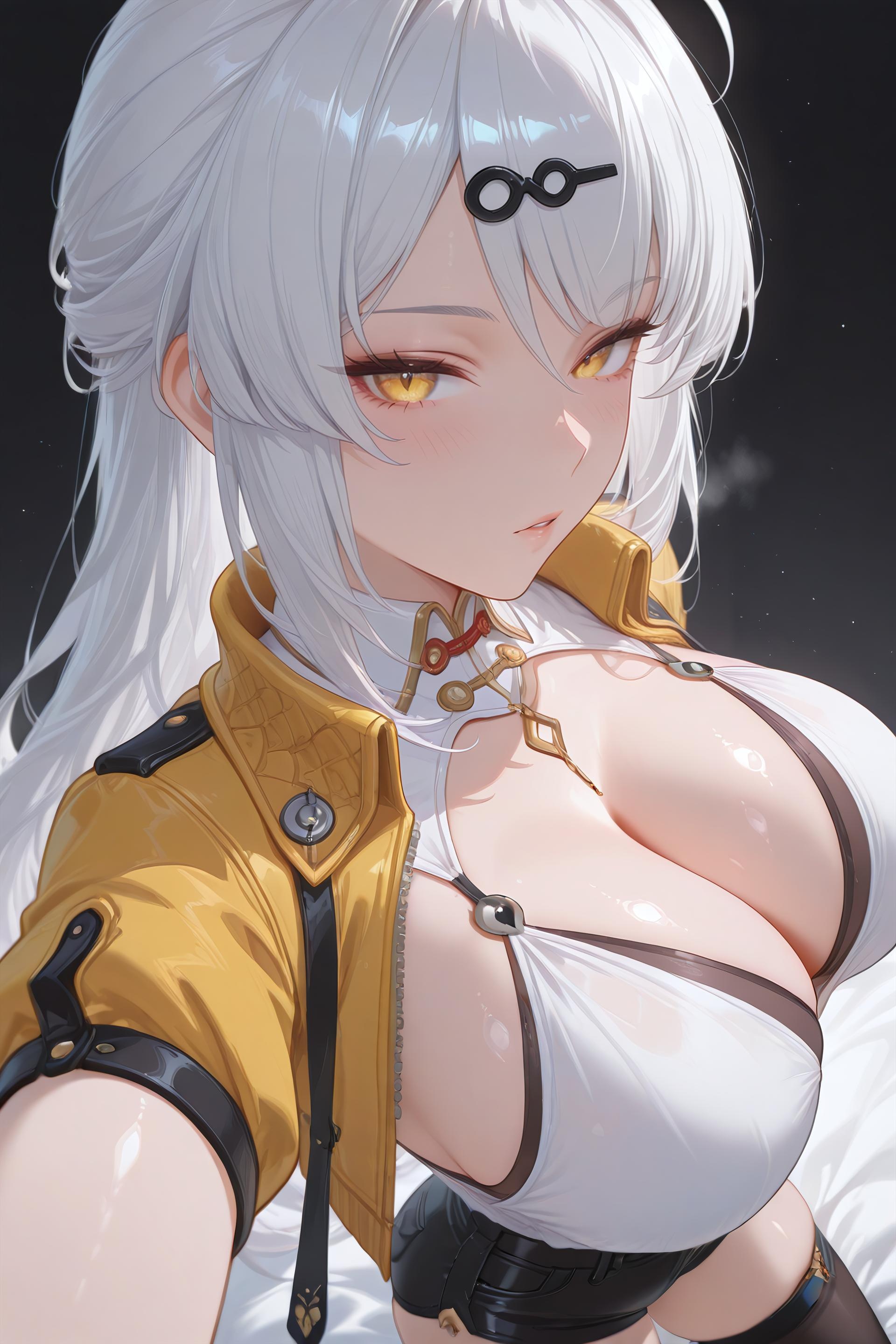 AI生成アニメ少女 - [3D] Yixuan 銀髪巨乳お姉さん 黒ストッキング開脚肉感 極致無修正 175P+2G