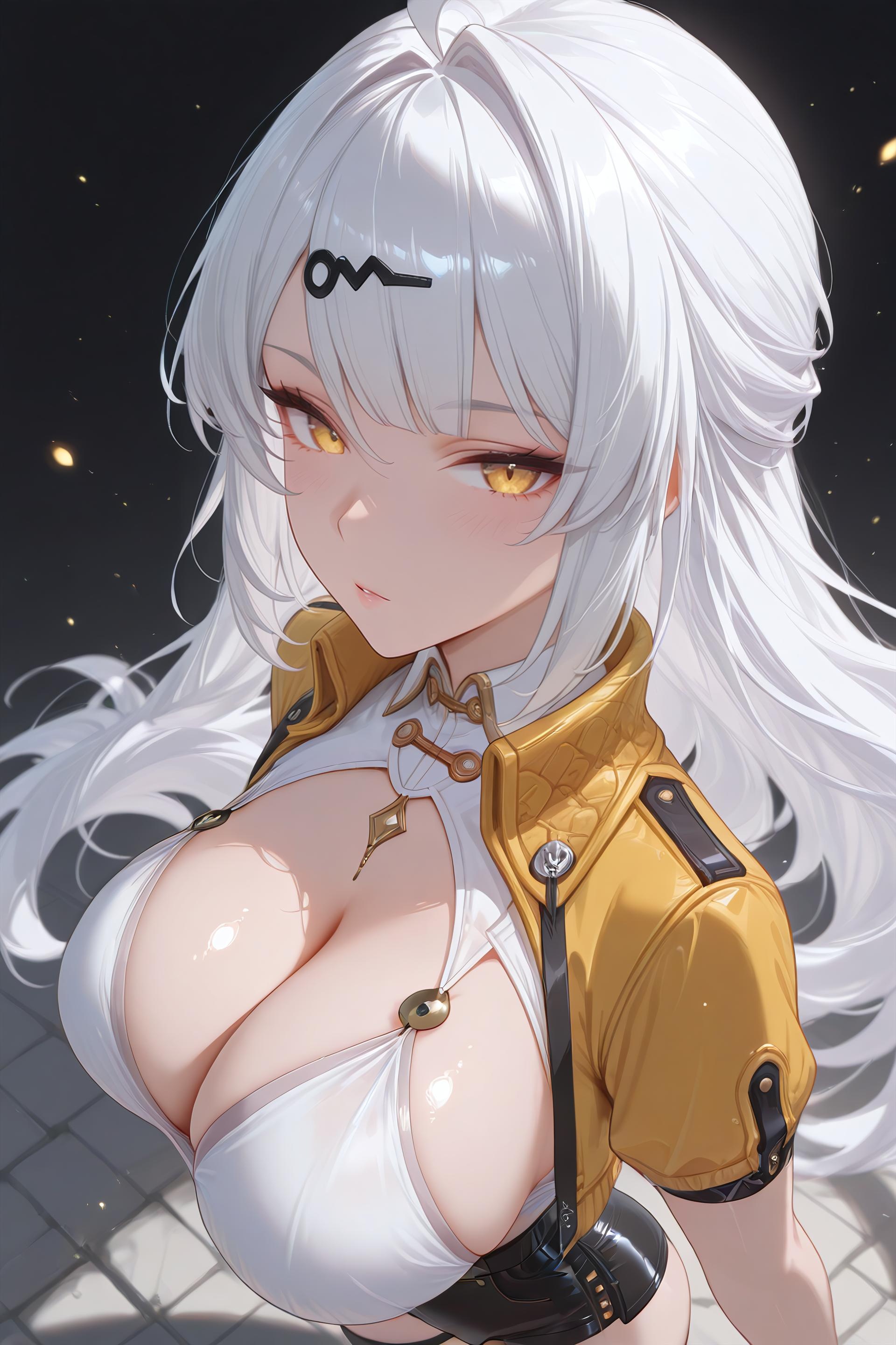 AI生成アニメ少女 - [3D] Yixuan 銀髪巨乳お姉さん 黒ストッキング開脚肉感 極致無修正 175P+2G