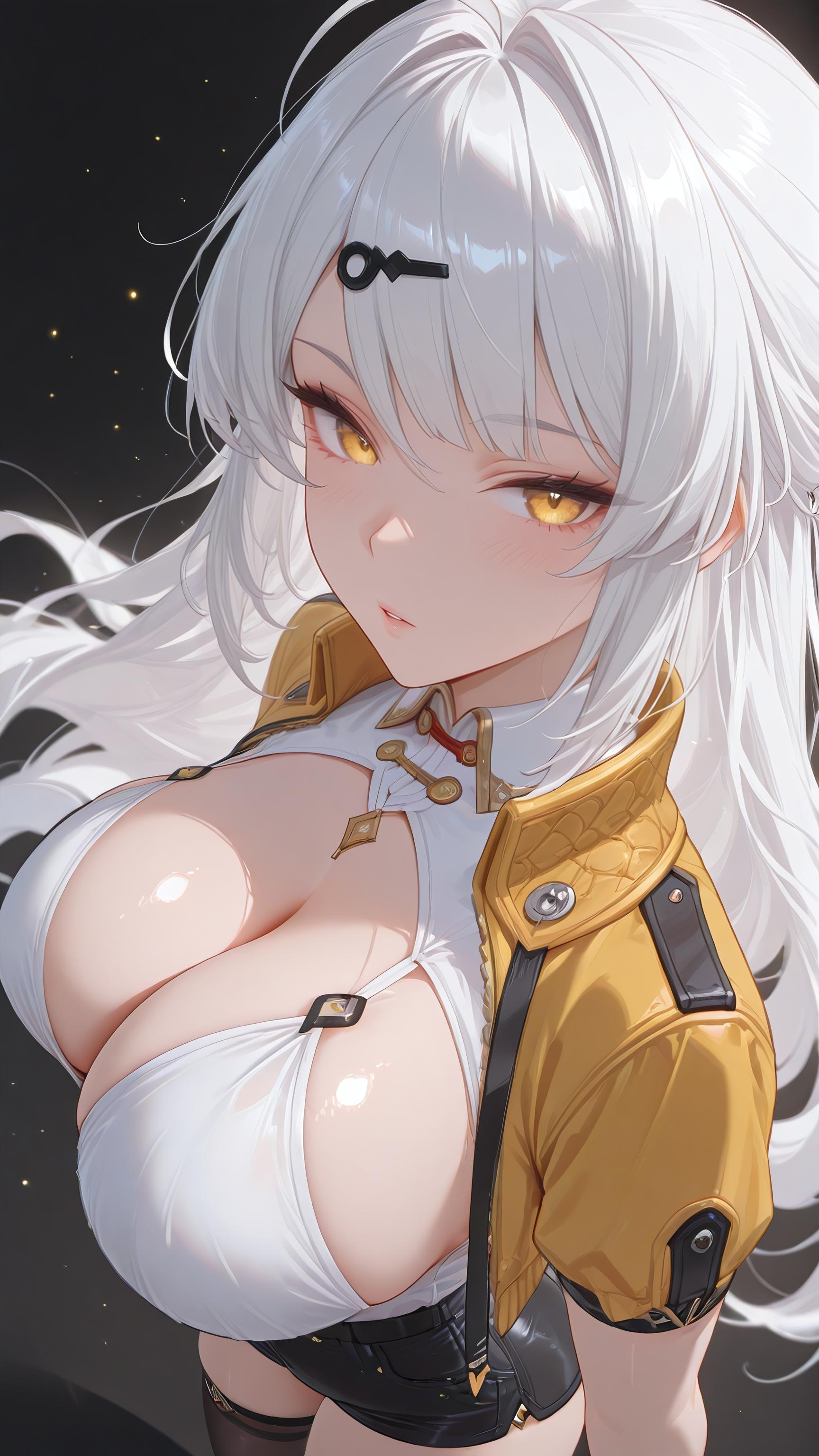 AI Generated Anime Girl - [3D] Yixuan 银发巨乳御姐 黑丝开档肉感 极致无修正 175P+2G