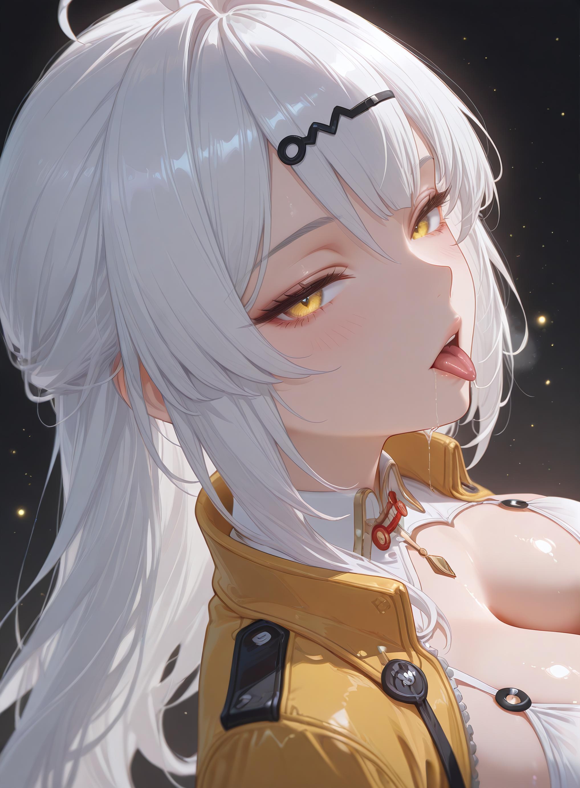 AI Generated Anime Girl - [3D] Yixuan 银发巨乳御姐 黑丝开档肉感 极致无修正 175P+2G