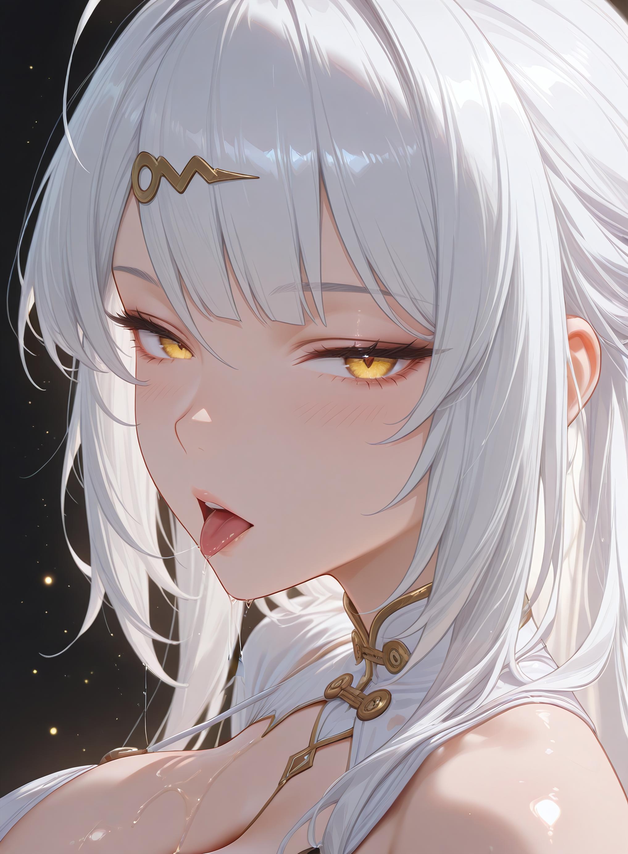 AI生成アニメ少女 - [3D] Yixuan 銀髪巨乳お姉さん 黒ストッキング開脚肉感 極致無修正 175P+2G