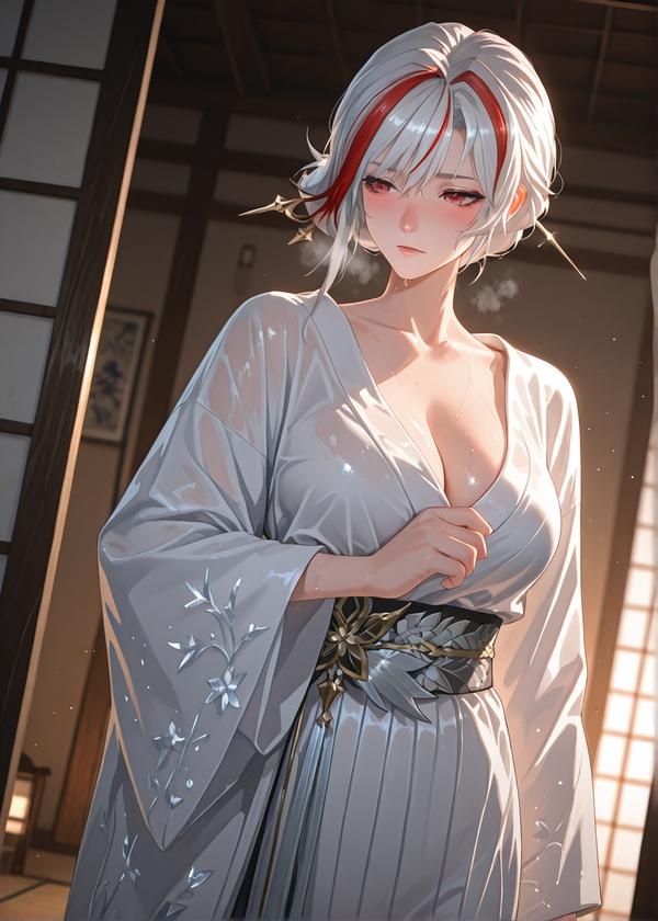 AI生成アニメ少女 - 雪御前 Yukino Mae (原神) 白髪氷元素御姐 和服破れ黒ストッキング 極致肉感無修正 371P+649M
