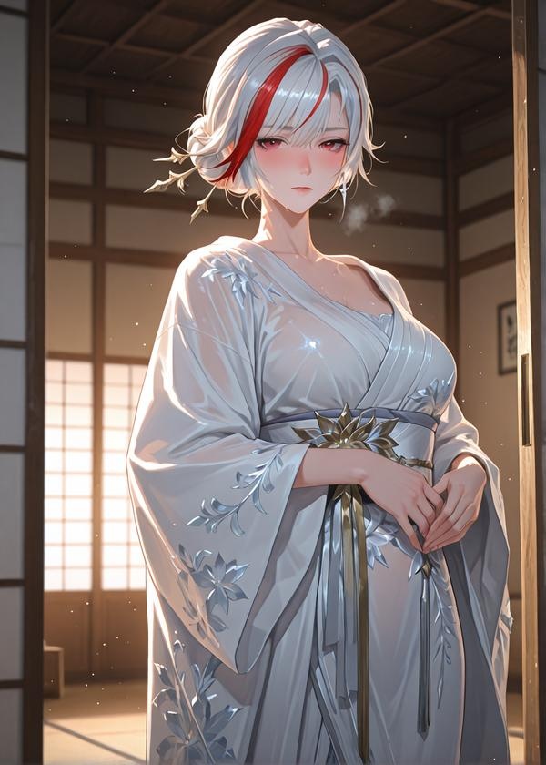 'Anime Girl Tạo Bởi AI - 雪御前 Yukino Mae (Genshin Impact) Nữ Thần Băng Tóc Trắng, Kimono Rách, Tất Đen, Đỉnh Cao Thể Hình 371P+649M'