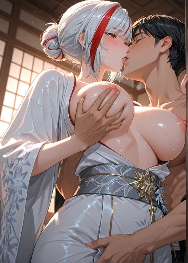 'Anime Girl Tạo Bởi AI - 雪御前 Yukino Mae (Genshin Impact) Nữ Thần Băng Tóc Trắng, Kimono Rách, Tất Đen, Đỉnh Cao Thể Hình 371P+649M'