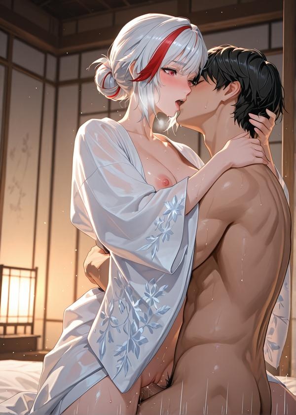 AI生成アニメ少女 - 雪御前 Yukino Mae (原神) 白髪氷元素御姐 和服破れ黒ストッキング 極致肉感無修正 371P+649M