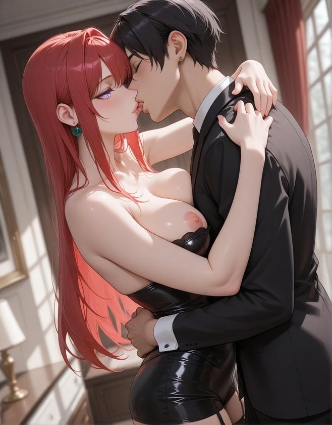Cô Gái Anime Tạo Bởi AI - Takashiro Hiroko 高城宽子: Giáo Viên Mặc Kính Tóc Đen, Ngực Khủng, Đầm Đen Mở, Cảm Giác Mịn Màng, Không Chỉnh Sửa 315P+605MB