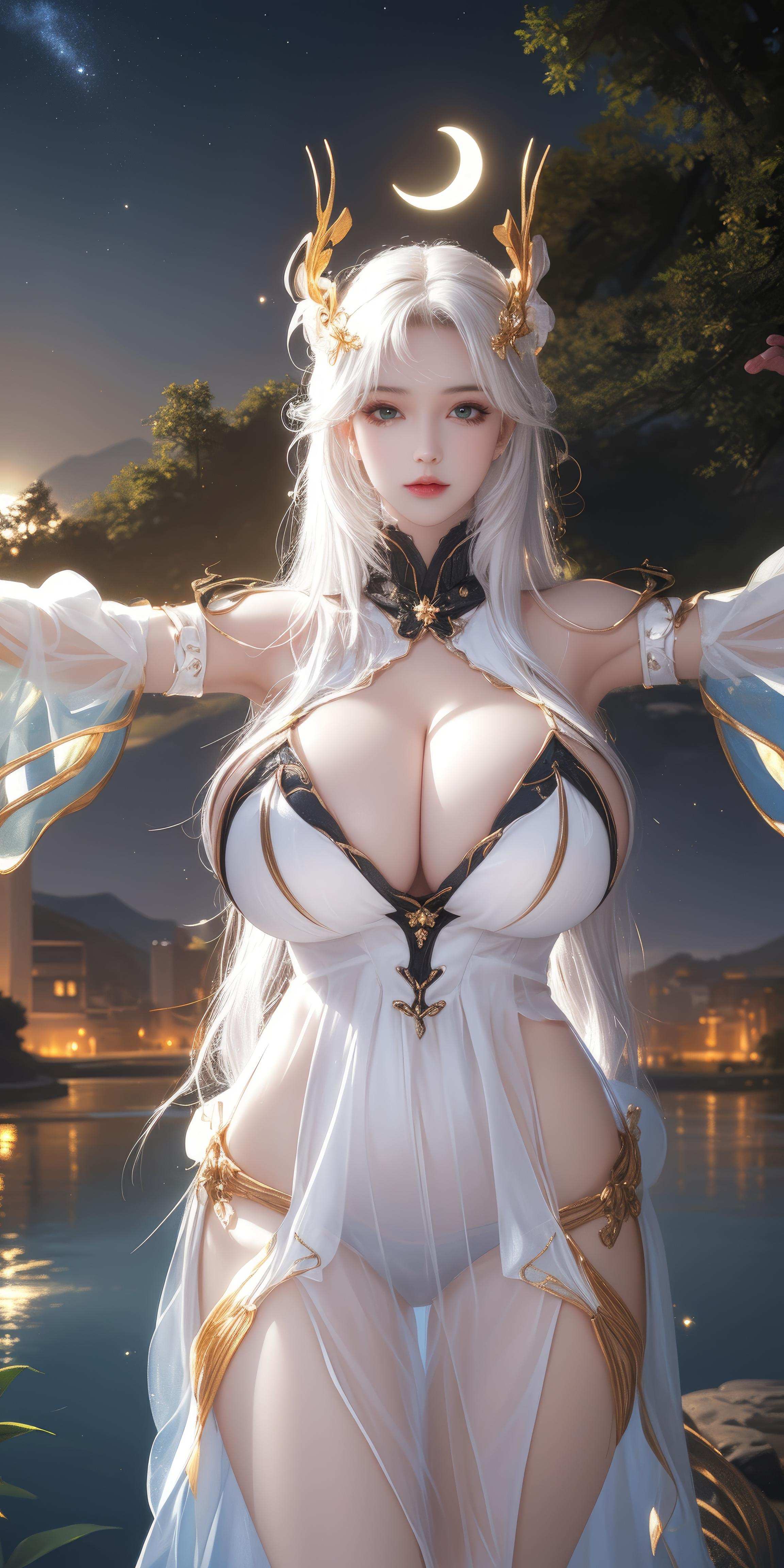 Cô Gái Anime Tạo Bởi AI - [拟真写实] 貂蝉 Vũ Nữ Tóc Tím Trong Đêm Hè Vàng, Bikini Đen, Đường May Mở, Cảm Giác Mạnh Mẽ 66P