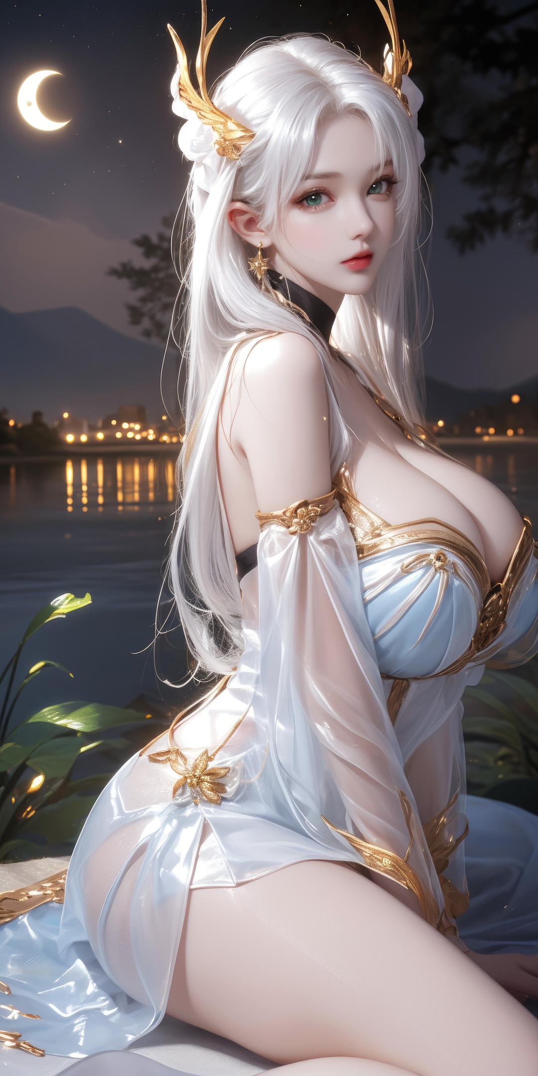Cô Gái Anime Tạo Bởi AI - [拟真写实] 貂蝉 Vũ Nữ Tóc Tím Trong Đêm Hè Vàng, Bikini Đen, Đường May Mở, Cảm Giác Mạnh Mẽ 66P