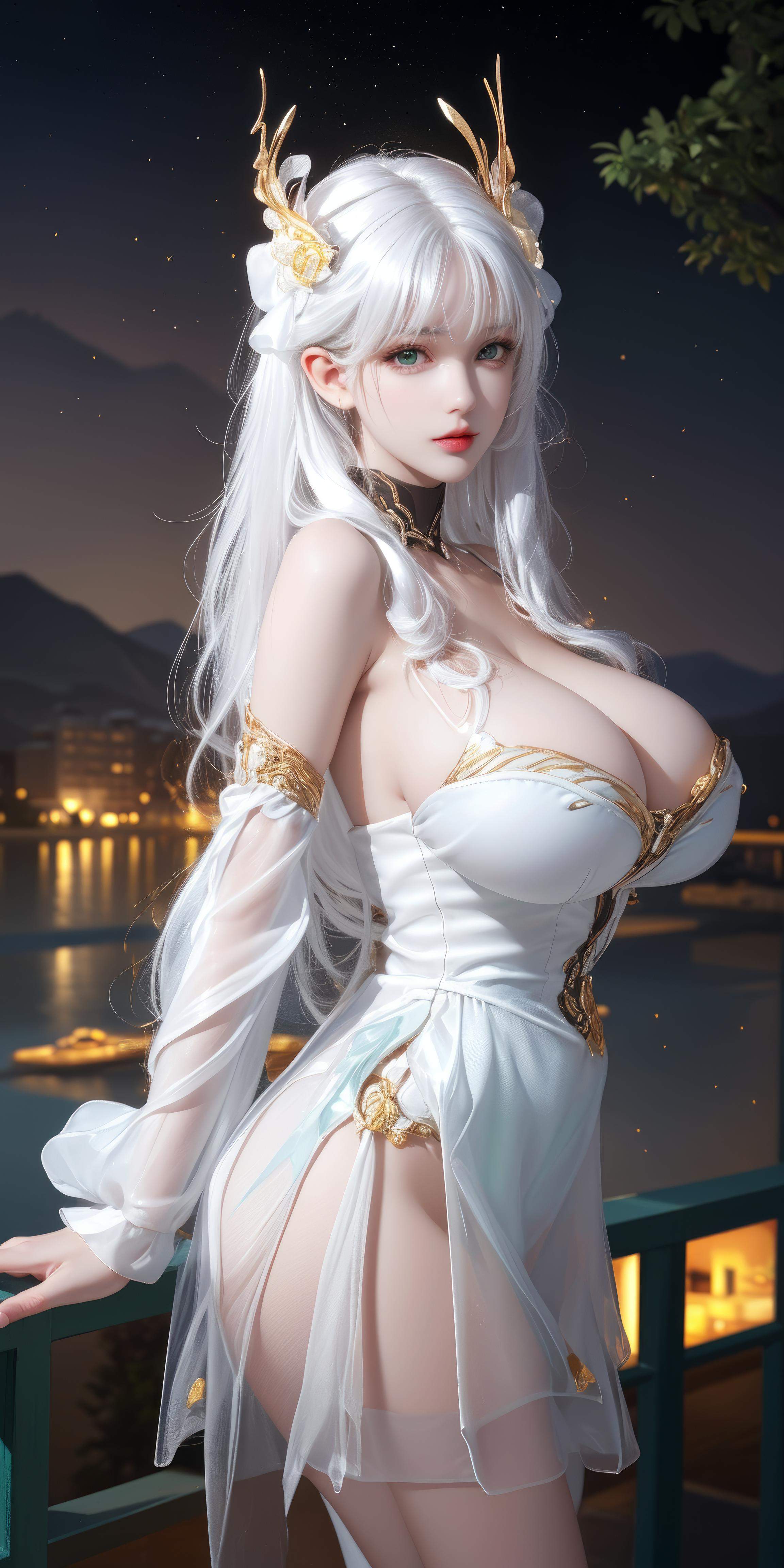 AI生成動漫女孩 - [擬真寫實] 貂蟬 金色仲夏夜之夢 紫髮舞姬比基尼 黑絲開檔極致肉感無修正 66P