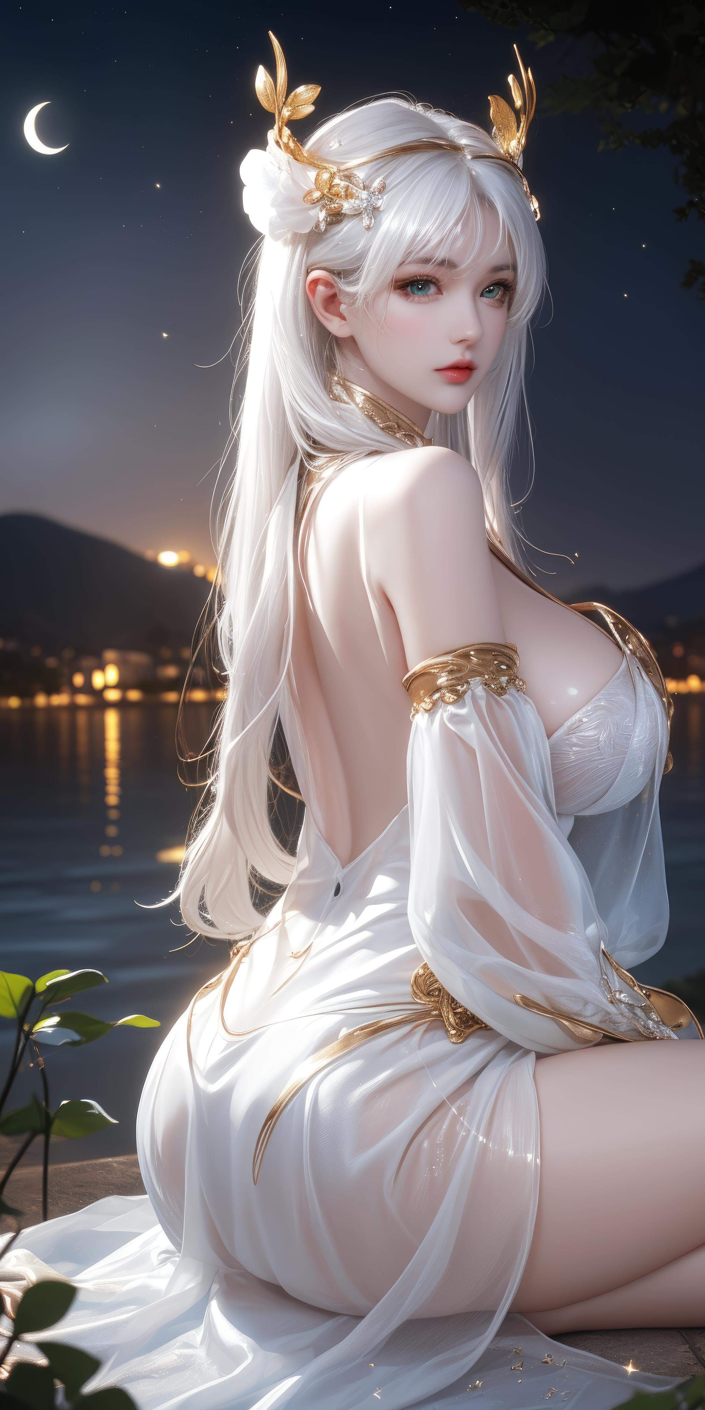 AI生成動漫女孩 - [擬真寫實] 貂蟬 金色仲夏夜之夢 紫髮舞姬比基尼 黑絲開檔極致肉感無修正 66P