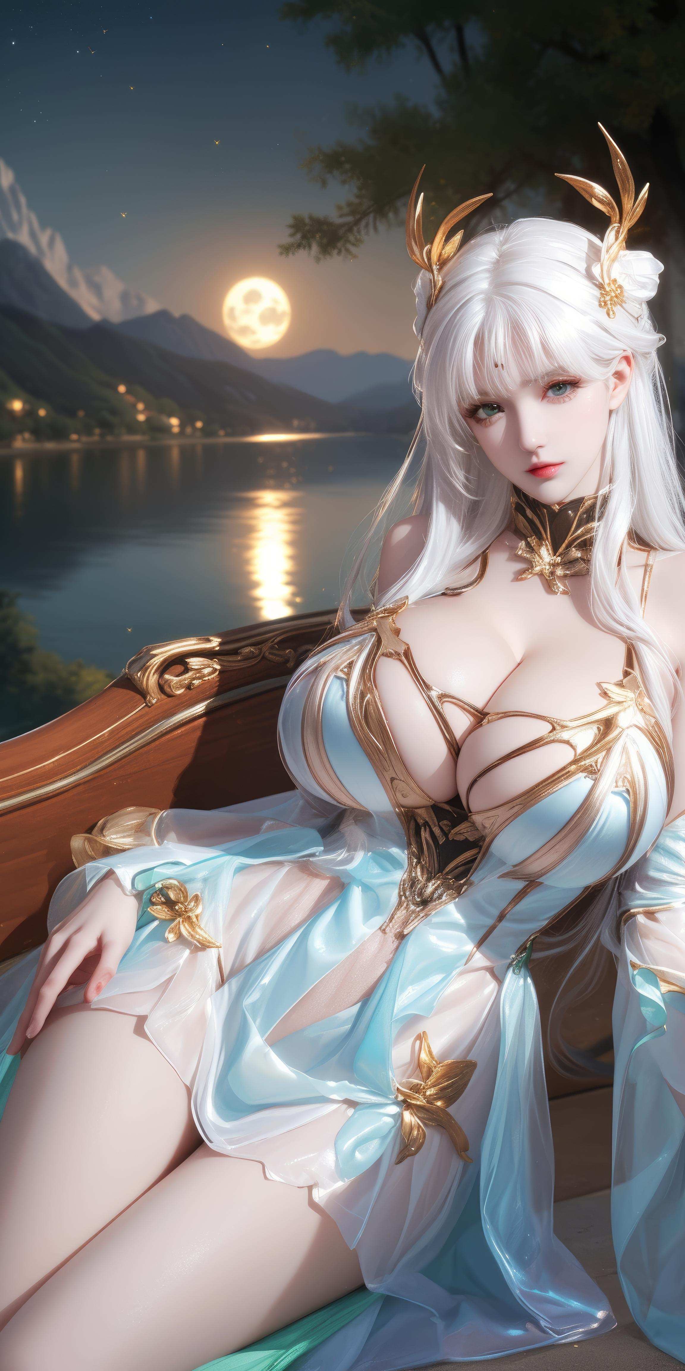 AI生成動漫女孩 - [擬真寫實] 貂蟬 金色仲夏夜之夢 紫髮舞姬比基尼 黑絲開檔極致肉感無修正 66P
