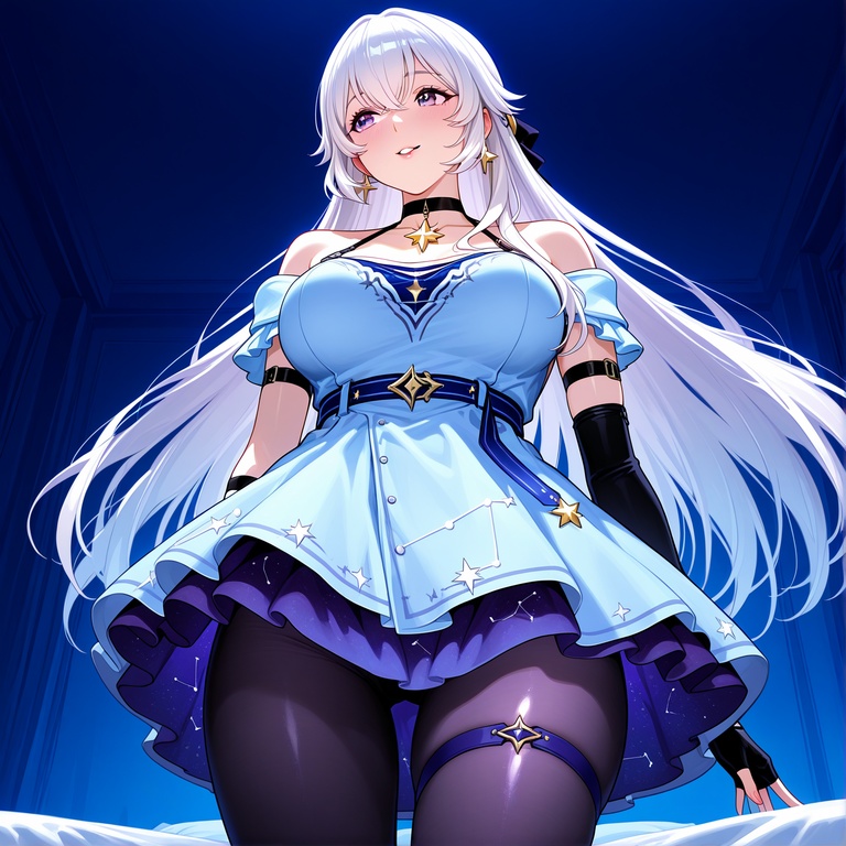 Cô Gái Anime Tạo Ra Bằng AI - [2D] 塞拉斯蒂娅 Celestia Công Chúa Tóc Vàng Ngực Khủng Trong Váy Xé Rách Đen 294P