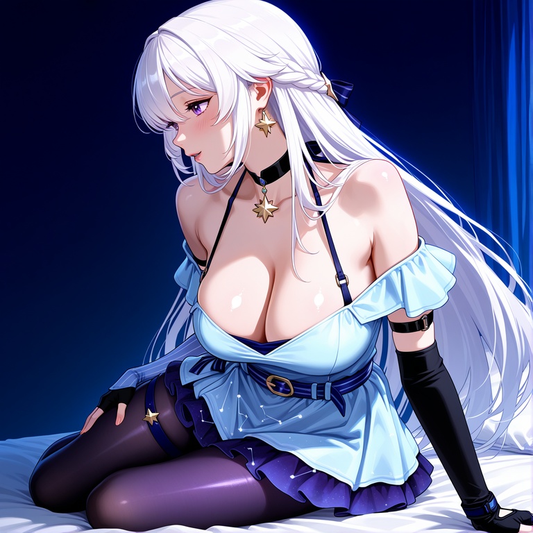 Cô Gái Anime Tạo Ra Bằng AI - [2D] 塞拉斯蒂娅 Celestia Công Chúa Tóc Vàng Ngực Khủng Trong Váy Xé Rách Đen 294P