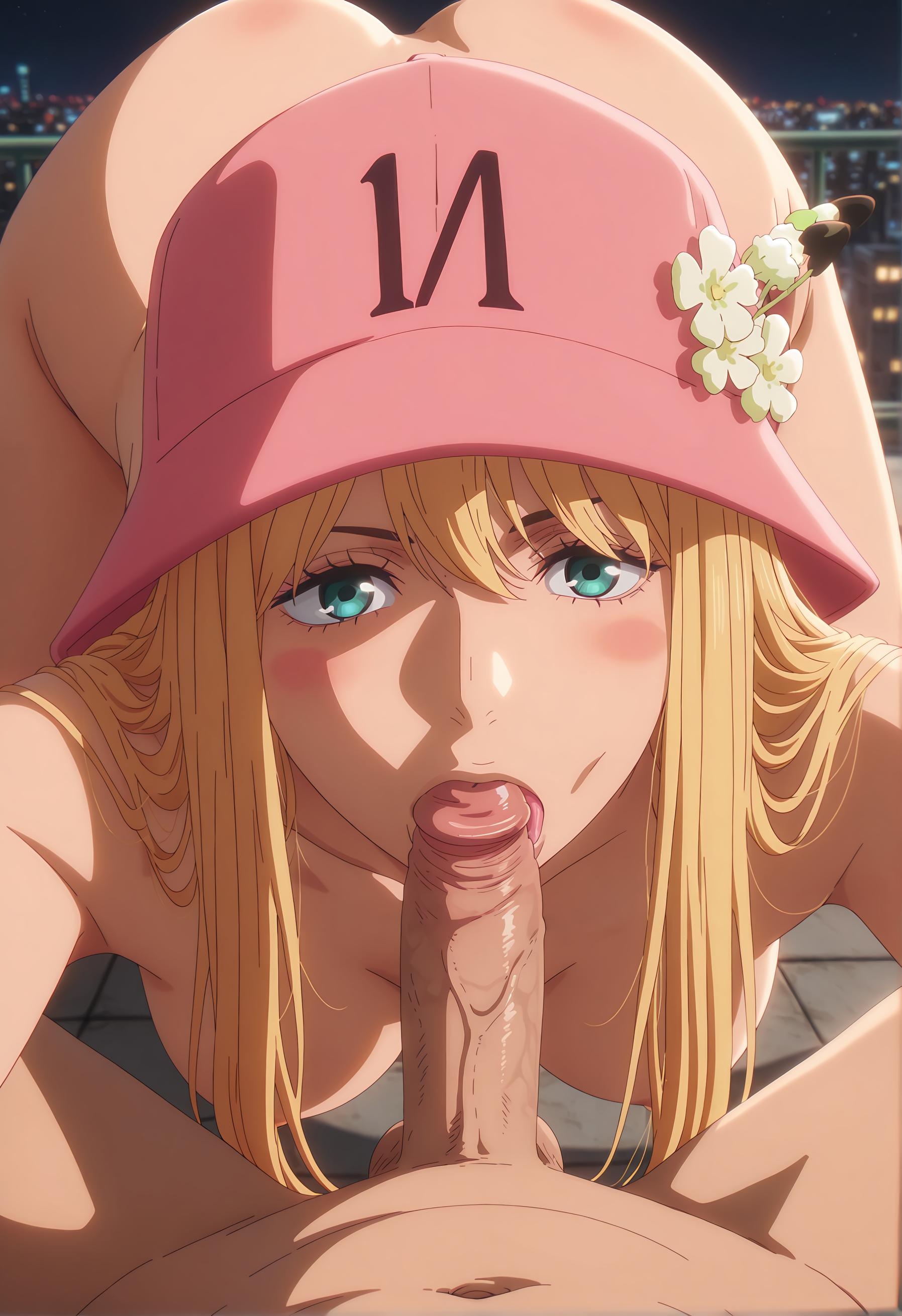 AI生成的動漫女孩 - [2D] 孔雀 Kujaku (海賊王) 金髮海軍鞭子女 緊身軍裝開檔黑絲 鞭打調教肉感無修正 15P