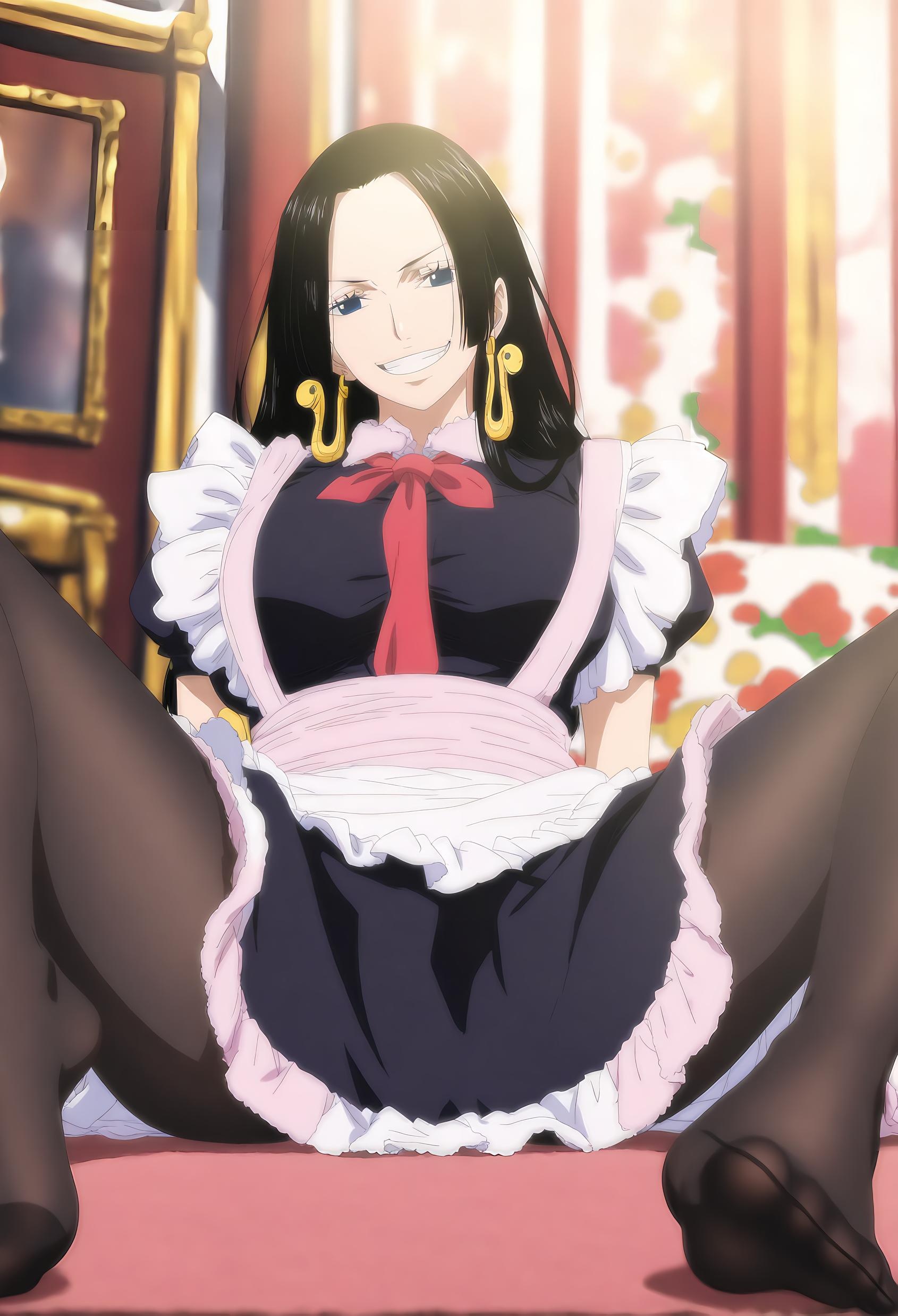 AI Generated Anime Girl - [2D] 波雅·汉库克 Boa Hancock 黑发女帝巨乳蛇姬 红裙开档黑丝 女王肉感无修正 54P