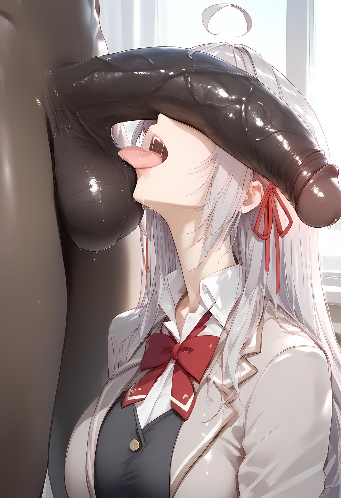 AI สร้างสาวอนิเมะ - [2D] มาริอา มิฮายิโรฟนา คุโจ สาวน้อยผมทองหน้าอกใหญ่ในชุดทหาร สวมถุงน่องดำเย้ายวน 65P
