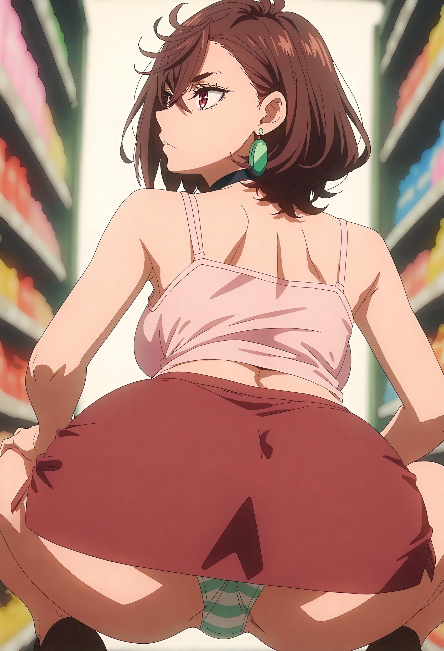 AI Generated Anime Girl - [2D] Momo Ayase (Dandadan) Energetic Short-Haired Busty Schoolgirl, Ripped Uniform, Black Stockings, Ultimate Sensuality, 86P