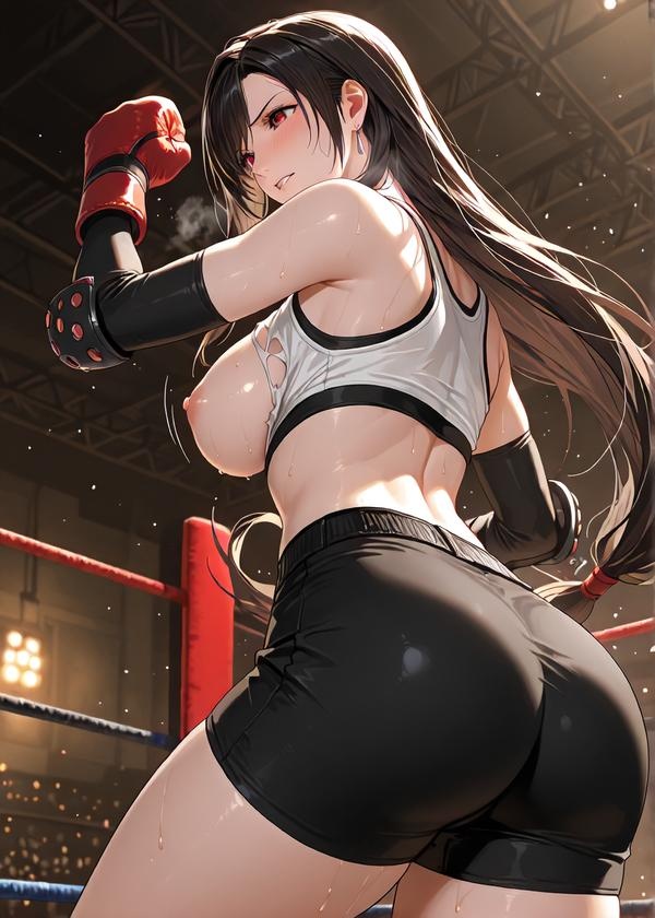 AI Generated Anime Girl - [2D] Tifa Lockhart Classic Tank Top Mini Skirt Black Stockings Busty Sensation Unedited 481P