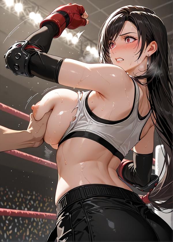 AI Generated Anime Girl - [2D] Tifa Lockhart Classic Tank Top Mini Skirt Black Stockings Busty Sensation Unedited 481P