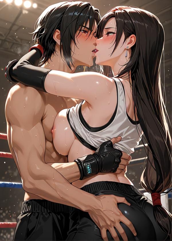 AI สร้างสาวอนิเมะ - [2D] 蒂法·洛克哈特 Tifa Lockhart คลาสสิกเสื้อสายเดี่ยวกระโปรงสั้นสุดเซ็กซี่ ถุงน่องดำเปิดเป้า หน้าอกใหญ่สะบัด 481P