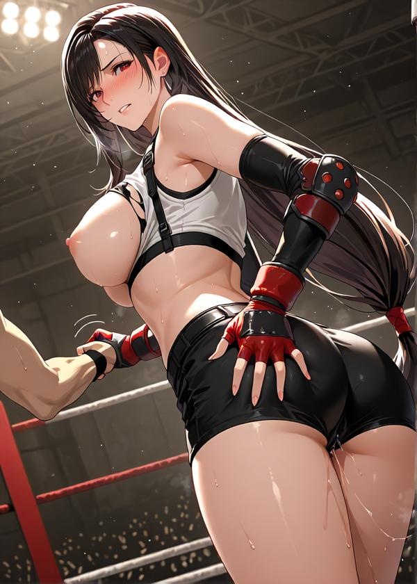Cô Gái Anime Tạo Bởi AI - [2D] 蒂法·洛克哈特 Tifa Lockhart Váy Siêu Ngắn Áo Hai Dây Đen Hở Đùi Ngực Khủng 481P
