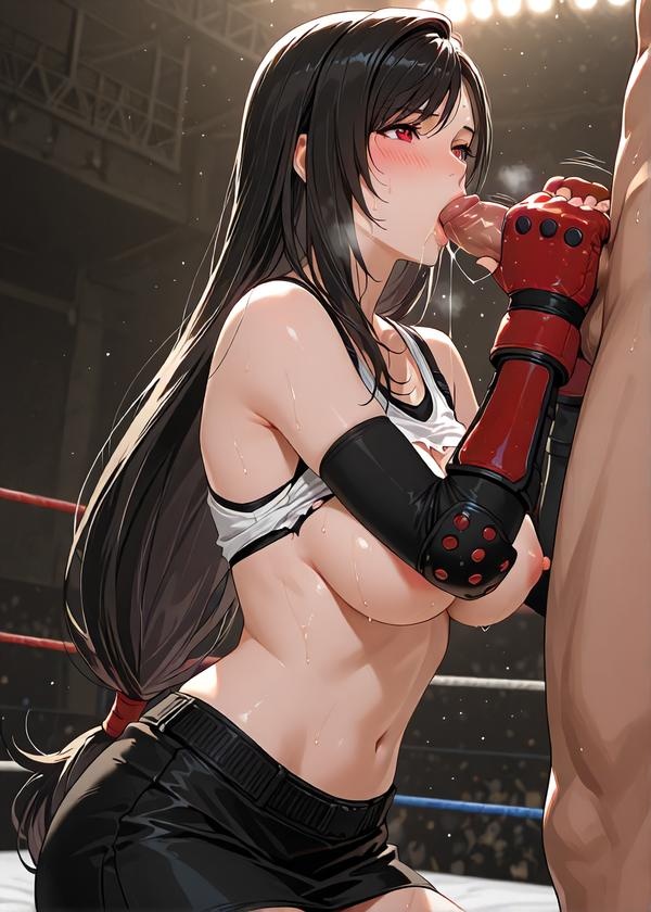 AI Generated Anime Girl - [2D] Tifa Lockhart Classic Tank Top Mini Skirt Black Stockings Busty Sensation Unedited 481P
