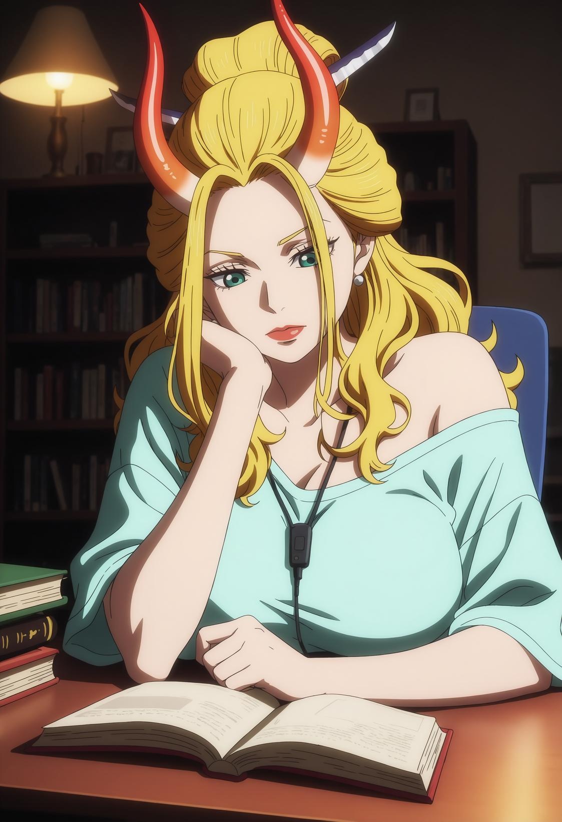AI Generated Anime Girl - [2D] 黑色玛利亚 Black Maria 金发巨乳鬼娘和服 蜘蛛下身开档黑丝 火焰束缚肉感无修正 72P