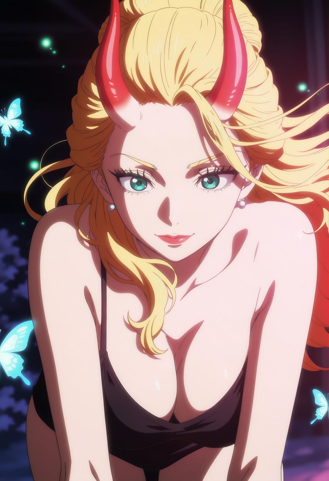 AI生成アニメ少女 - [2D] 黑色玛利亚 Black Maria 金髪巨乳鬼娘和服 蜘蛛下身開档黒スト 火焰束縛肉感無修正 72P