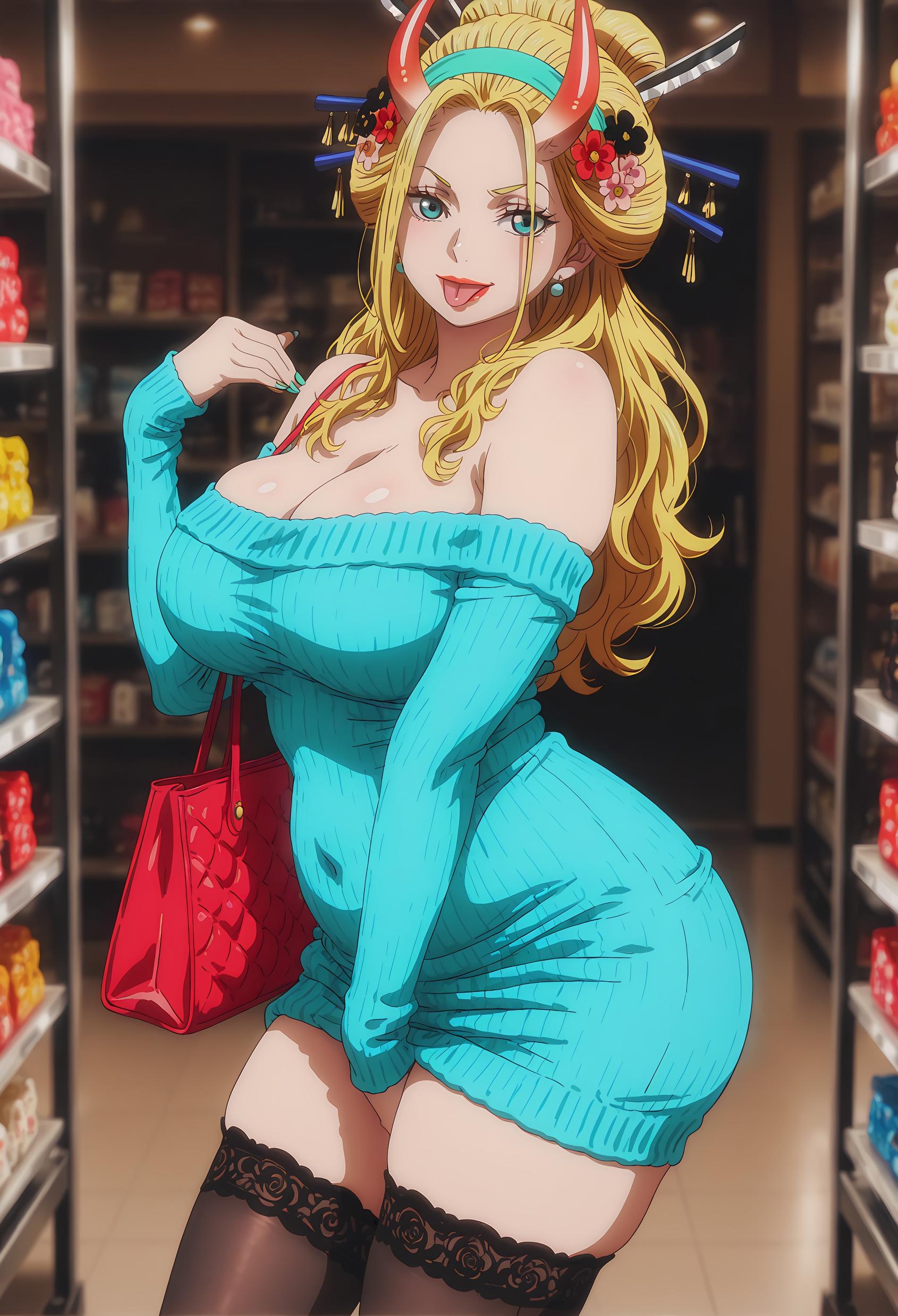 AI生成アニメ少女 - [2D] 黑色玛利亚 Black Maria 金髪巨乳鬼娘和服 蜘蛛下身開档黒スト 火焰束縛肉感無修正 72P