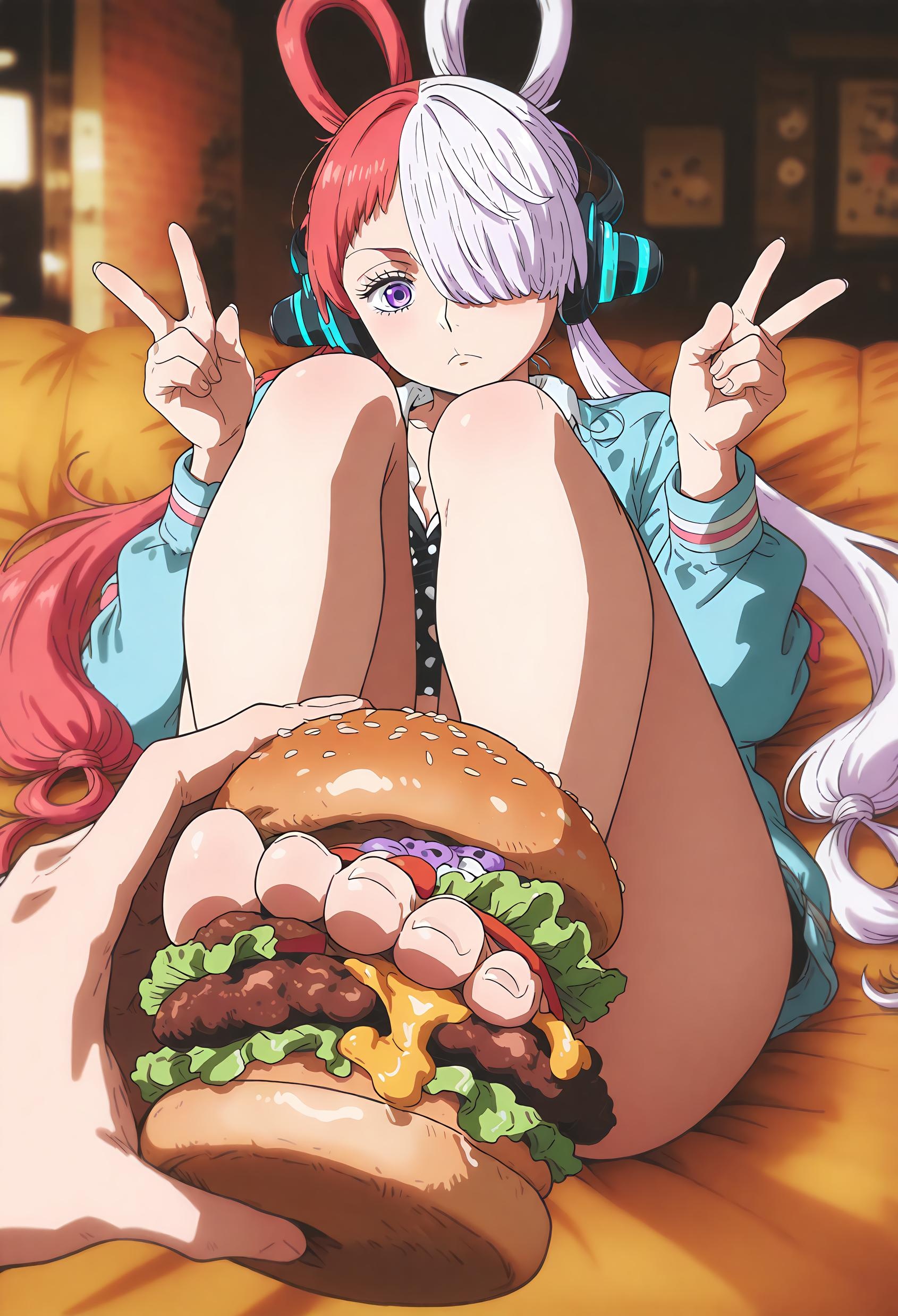 AI生成アニメ少女 - [2D] 乌塔 Uta (航海王：紅発歌姫) 巨乳歌姫の舞台装破れた黒スト音楽誘惑47P