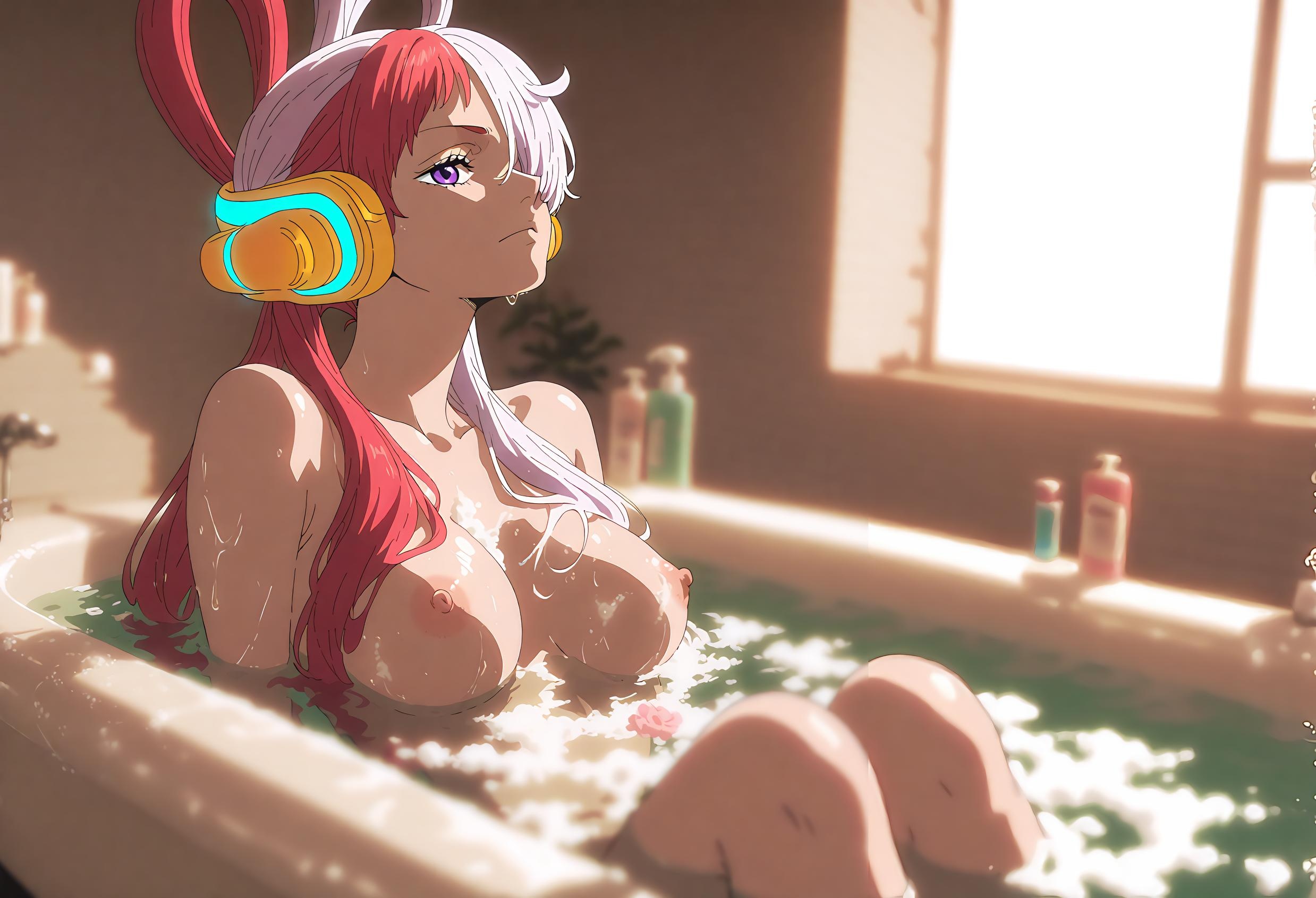 AI生成動漫女孩 - [2D] 乌塔 Uta (航海王：紅髮歌姬) 紅髮巨乳歌姬舞台裝撕裂 黑絲開檔音樂誘惑肉感無修正 47P
