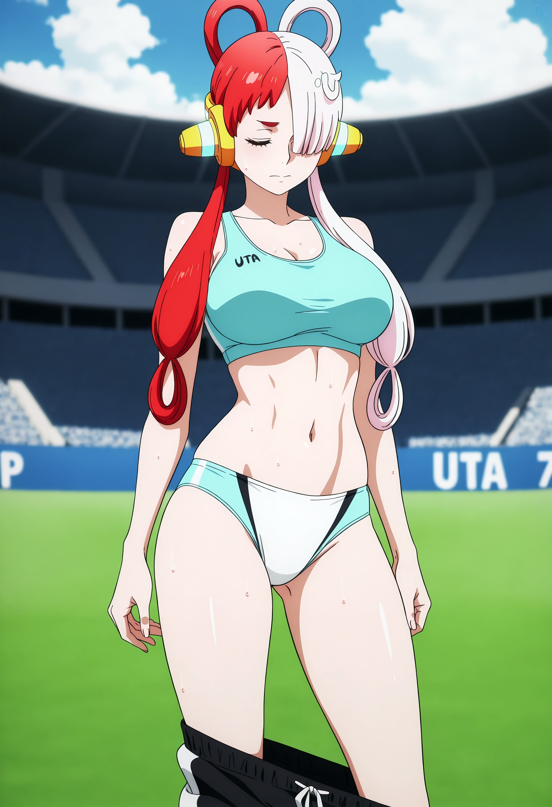 Cô Gái Anime Tạo Bởi AI - [2D] 乌塔 Uta (航海王：红发歌姬) Trang Phục Sân Khấu Nữ Ca Sĩ Đỏ Tóc, Rách Rưới, Gợi Cảm, 47P