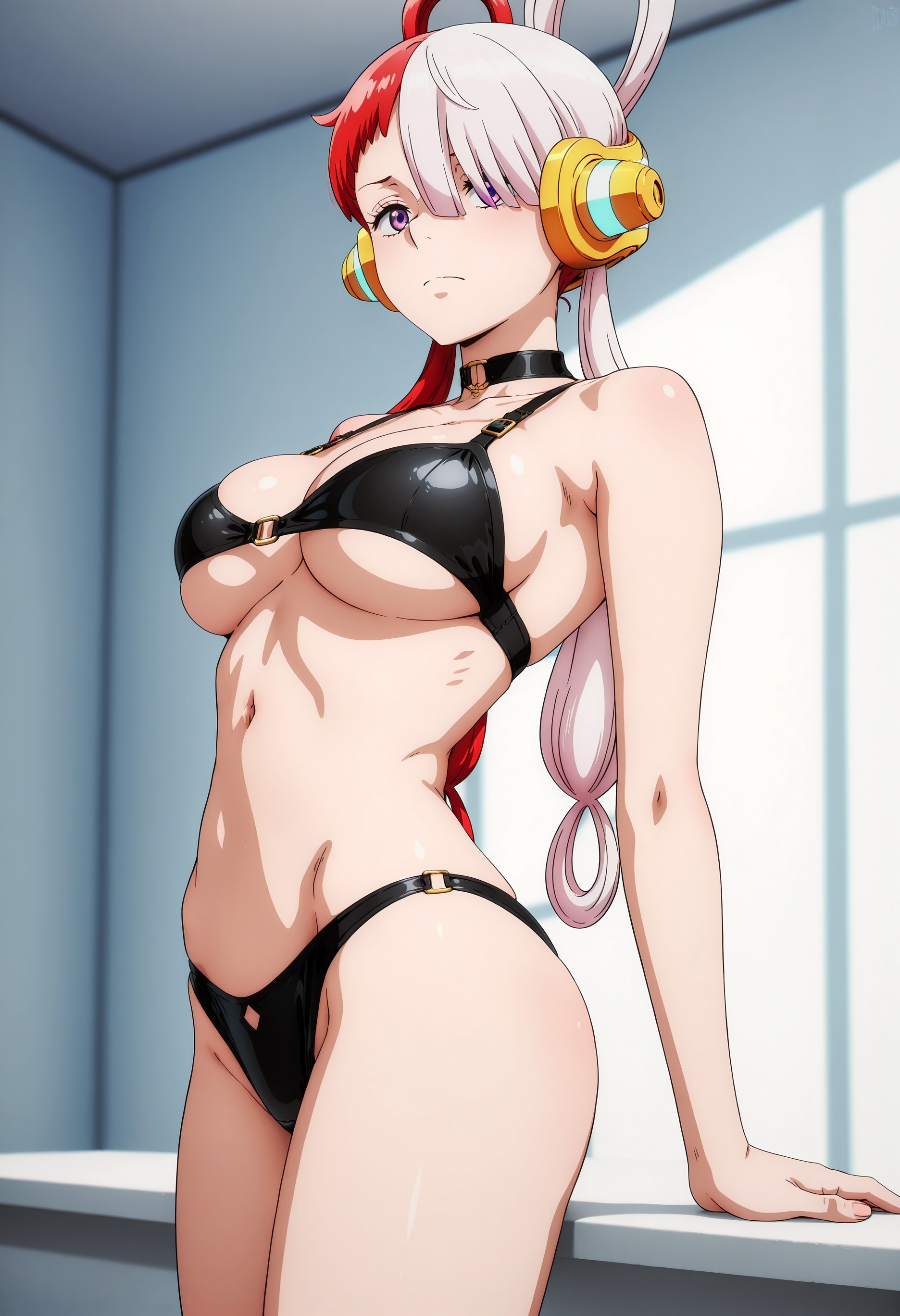 AI生成アニメ少女 - [2D] 乌塔 Uta (航海王：紅発歌姫) 巨乳歌姫の舞台装破れた黒スト音楽誘惑47P