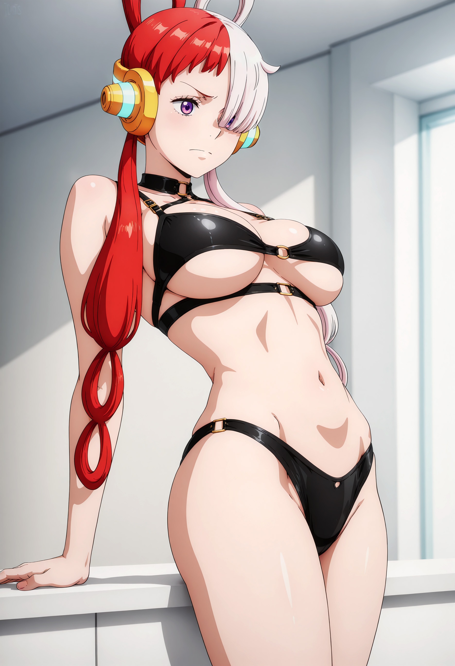 AI生成動漫女孩 - [2D] 乌塔 Uta (航海王：紅髮歌姬) 紅髮巨乳歌姬舞台裝撕裂 黑絲開檔音樂誘惑肉感無修正 47P