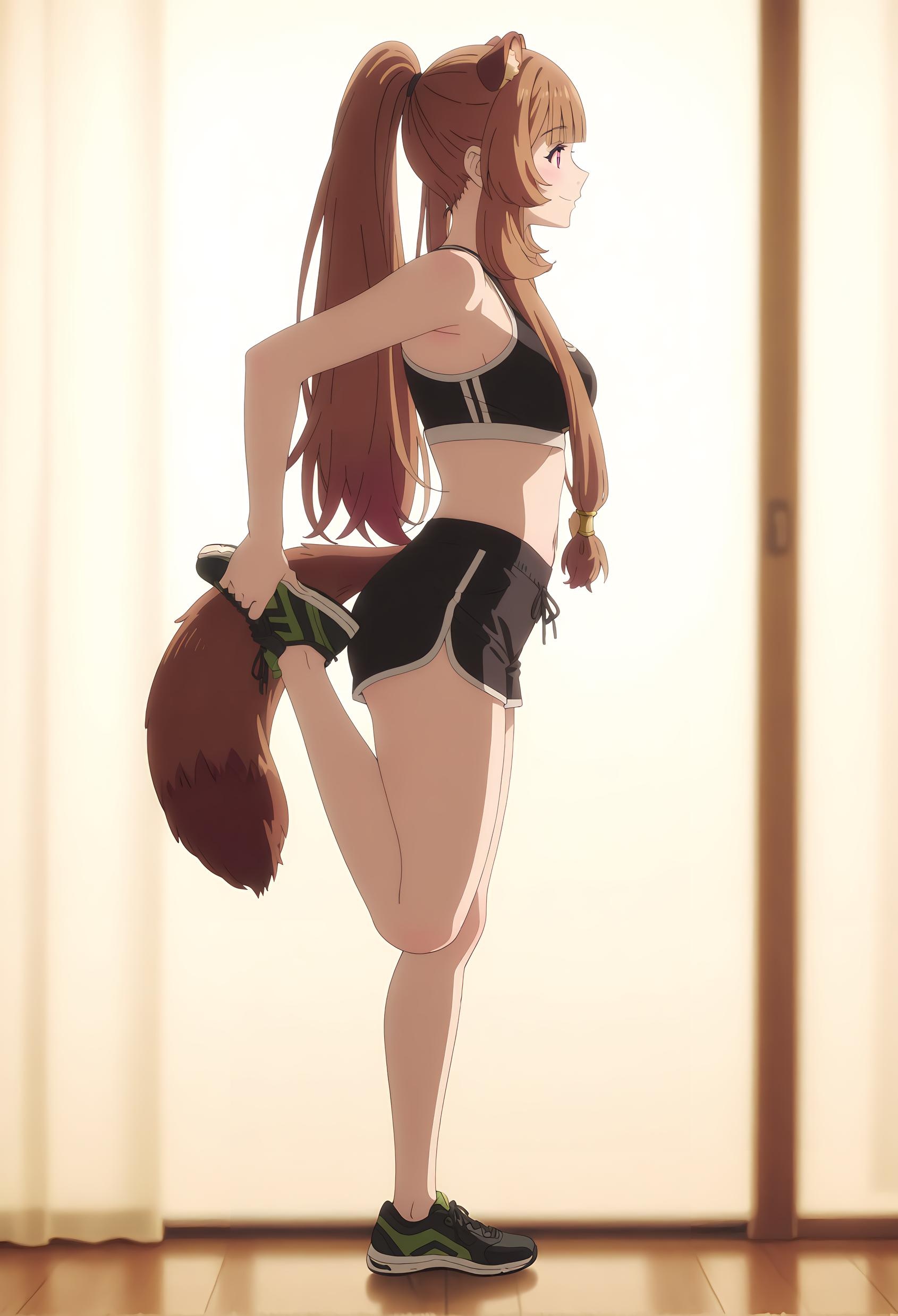 AI Generated Anime Girl - [2D] 拉芙塔莉雅 Raphtalia (盾之勇者成名录) 棕发兽耳巨乳奴隶少女 黑丝开档尾巴缠绕肉感无修正 189P