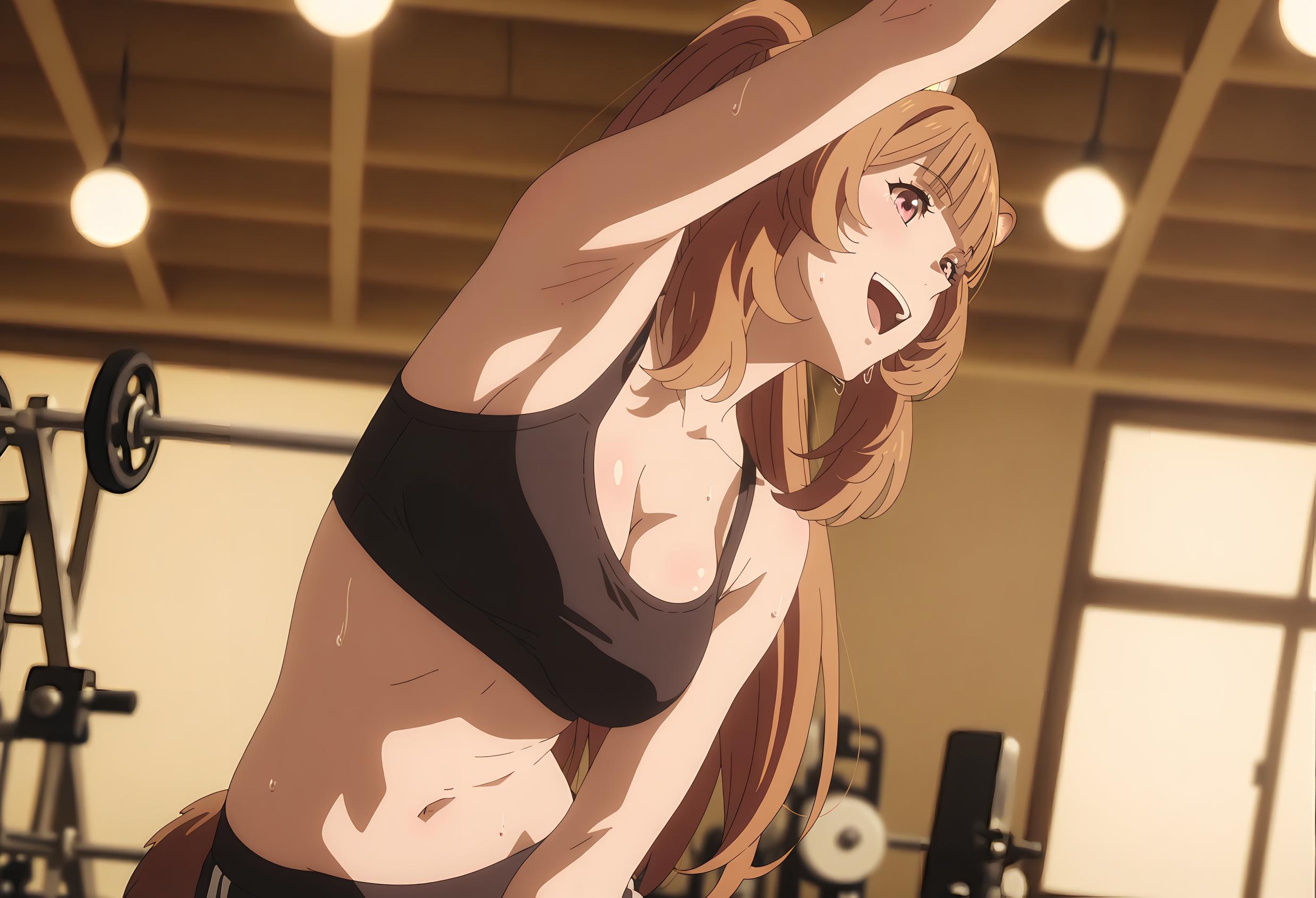 AI Generated Anime Girl - [2D] 拉芙塔莉雅 Raphtalia (盾之勇者成名录) 棕发兽耳巨乳奴隶少女 黑丝开档尾巴缠绕肉感无修正 189P