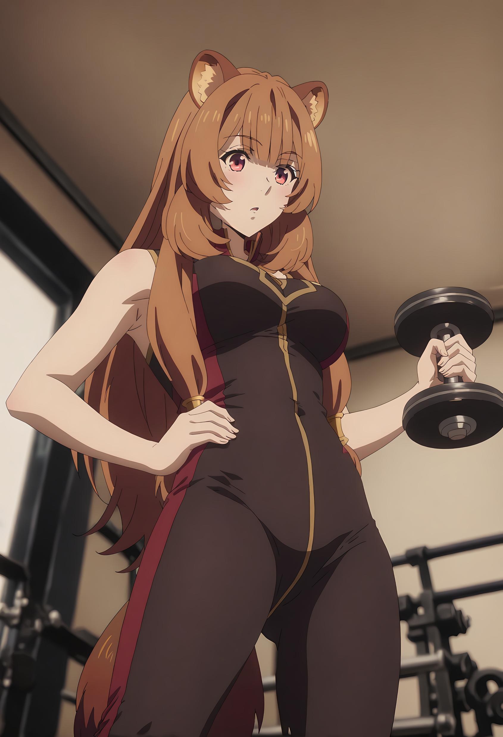 AI Generated Anime Girl - [2D] Raphtalia (The Rising of the Shield Hero) Brown-Haired Beast-Eared Busty Slave Girl in Black Stockings, Tail Entwined, Uncensored 189P