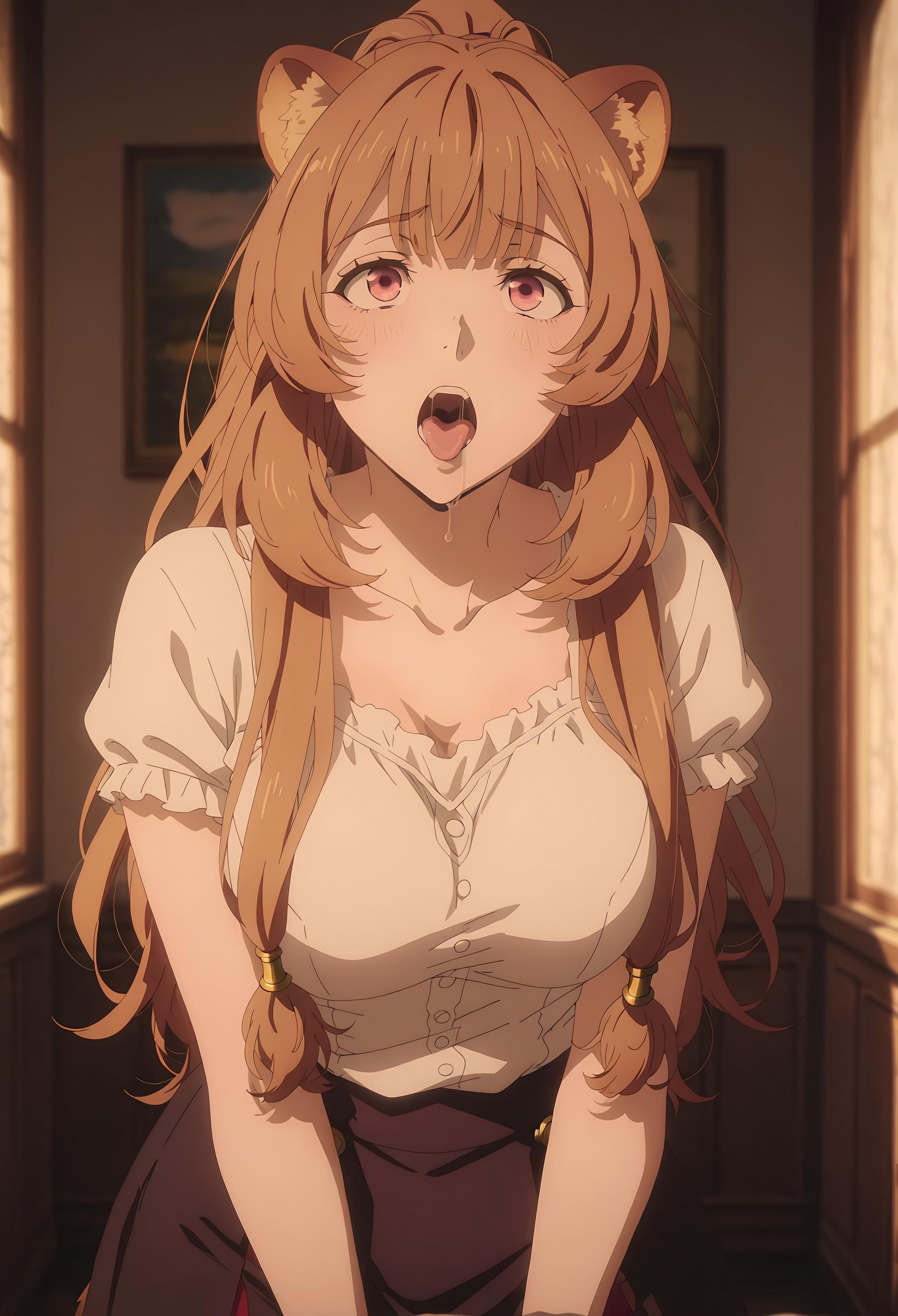 AI Generated Anime Girl - [2D] 拉芙塔莉雅 Raphtalia (盾之勇者成名录) 棕发兽耳巨乳奴隶少女 黑丝开档尾巴缠绕肉感无修正 189P