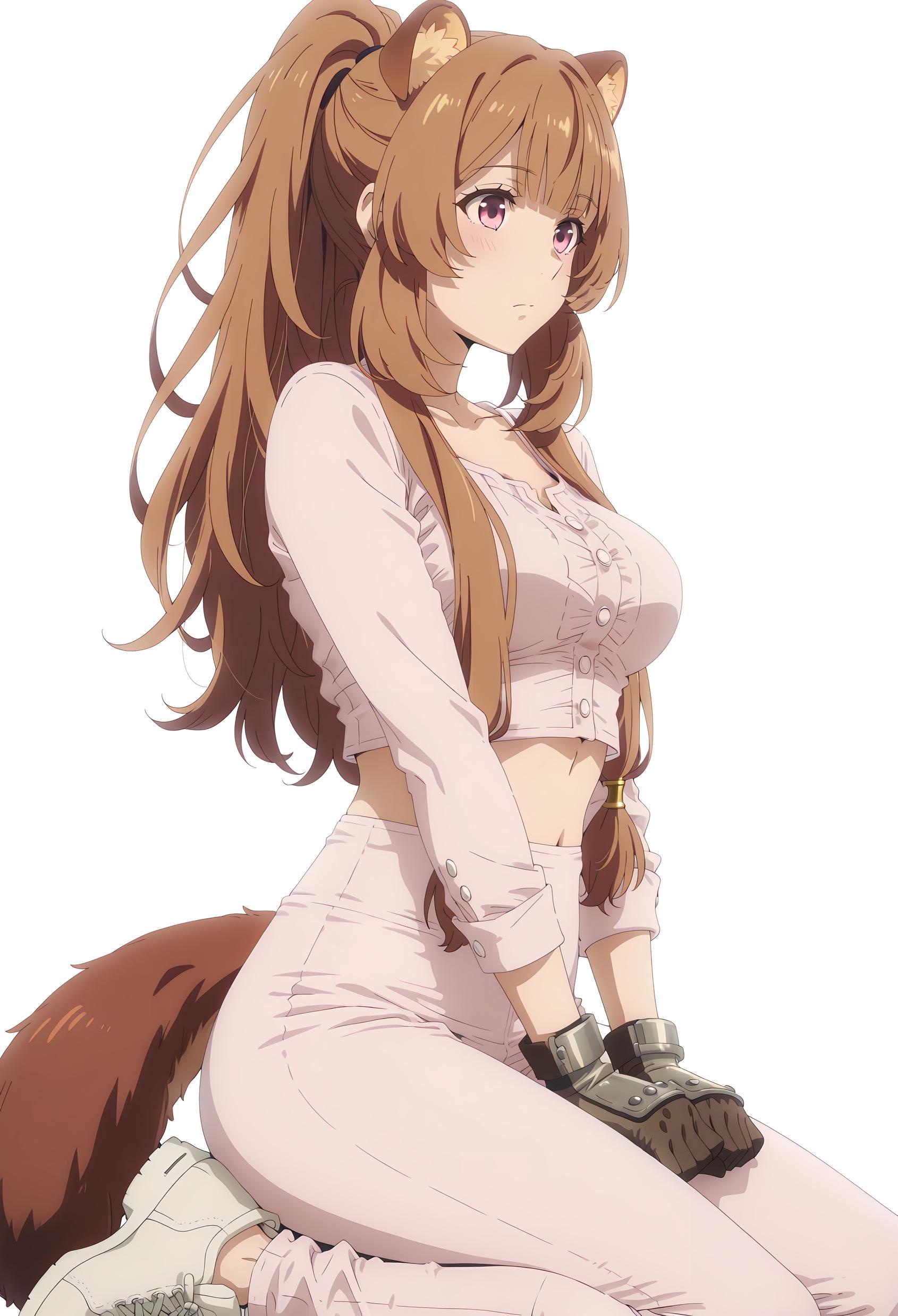 AI Generated Anime Girl - [2D] 拉芙塔莉雅 Raphtalia (盾之勇者成名录) 棕发兽耳巨乳奴隶少女 黑丝开档尾巴缠绕肉感无修正 189P