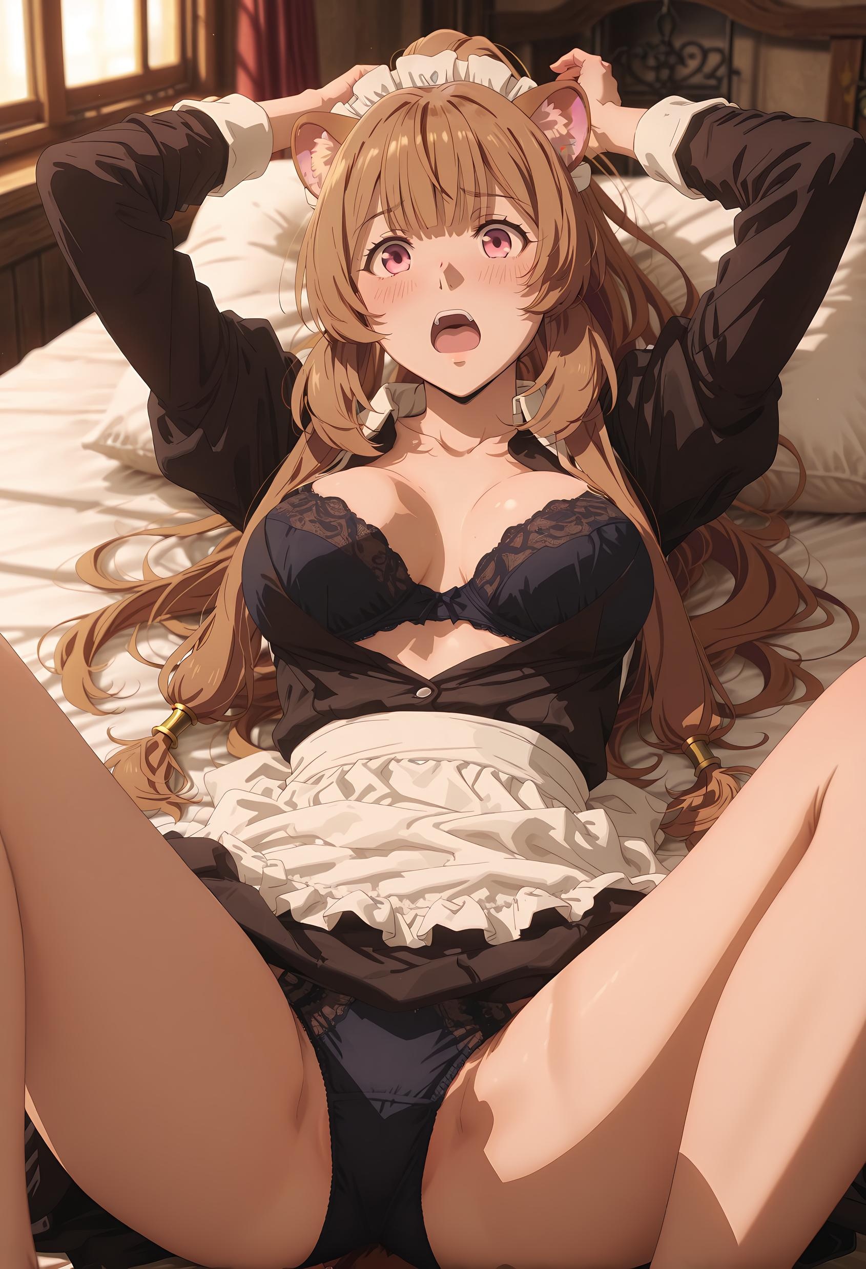 AI Generated Anime Girl - [2D] 拉芙塔莉雅 Raphtalia (盾之勇者成名录) 棕发兽耳巨乳奴隶少女 黑丝开档尾巴缠绕肉感无修正 189P
