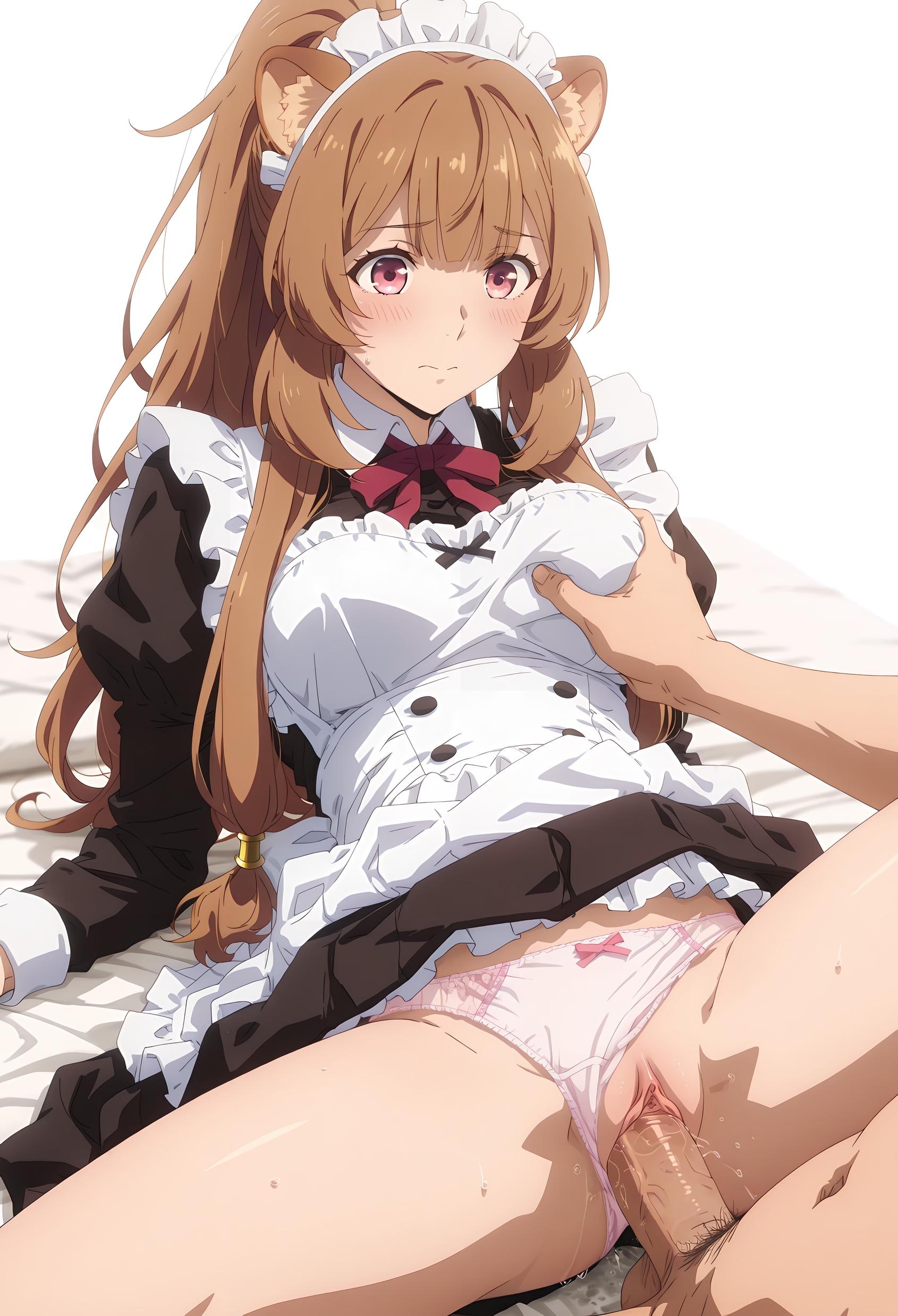AI Generated Anime Girl - [2D] 拉芙塔莉雅 Raphtalia (盾之勇者成名录) 棕发兽耳巨乳奴隶少女 黑丝开档尾巴缠绕肉感无修正 189P