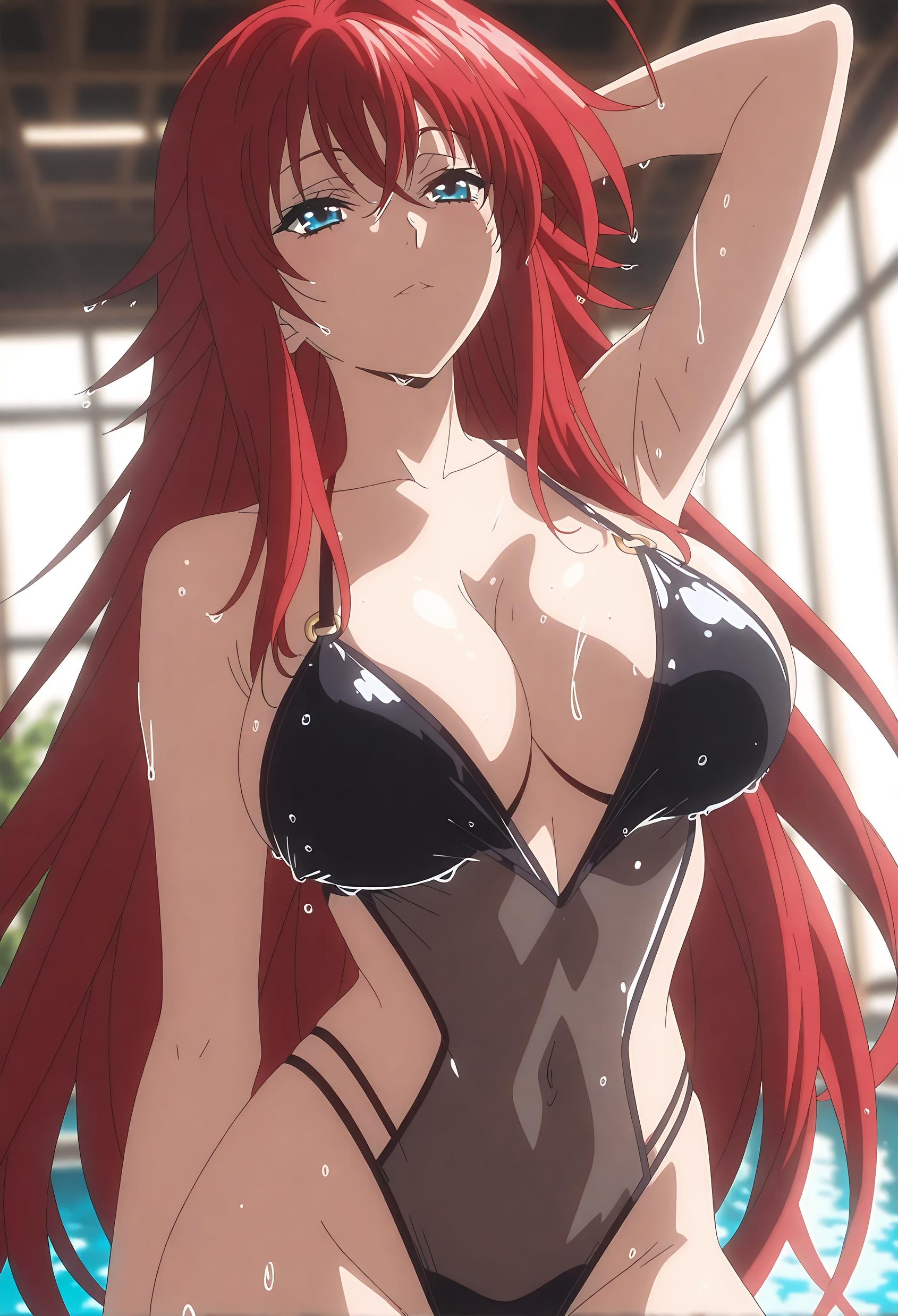 AI生成アニメ少女 - [2D] 莉雅丝・吉蒙里 Rias Gremory 赤髪巨乳悪魔令嬢 制服破れ黒ストッキング 極上肉感無修正 66P