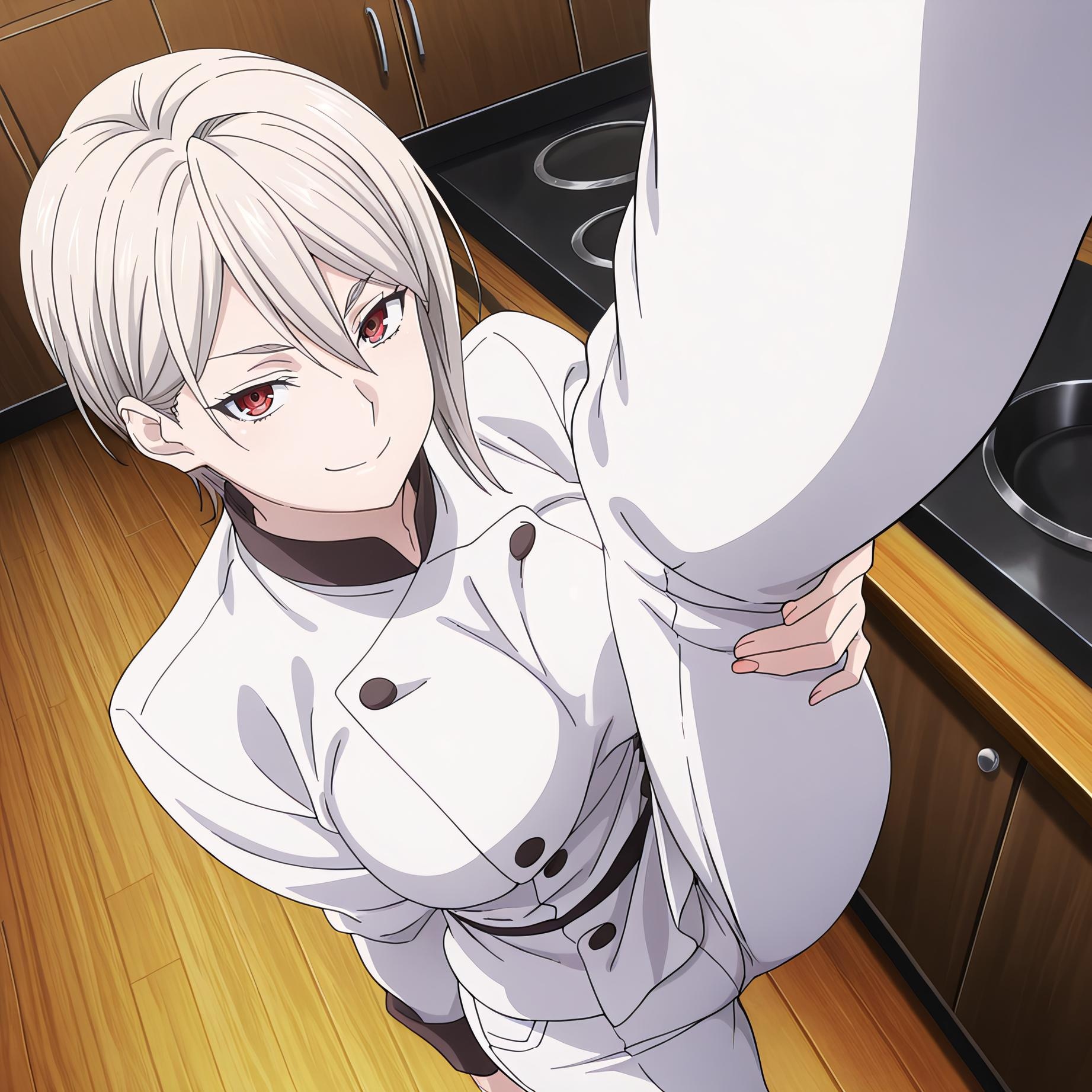 AI生成アニメ少女 - [2D] 薙切愛麗絲 白髪巨乳料理お嬢様 裸エプロン開脚黒ストッキング 極致肉感無修正 110P