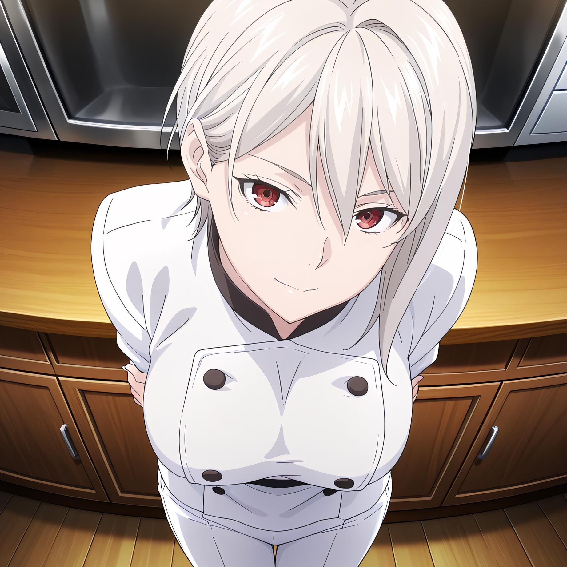 AI生成アニメ少女 - [2D] 薙切愛麗絲 白髪巨乳料理お嬢様 裸エプロン開脚黒ストッキング 極致肉感無修正 110P