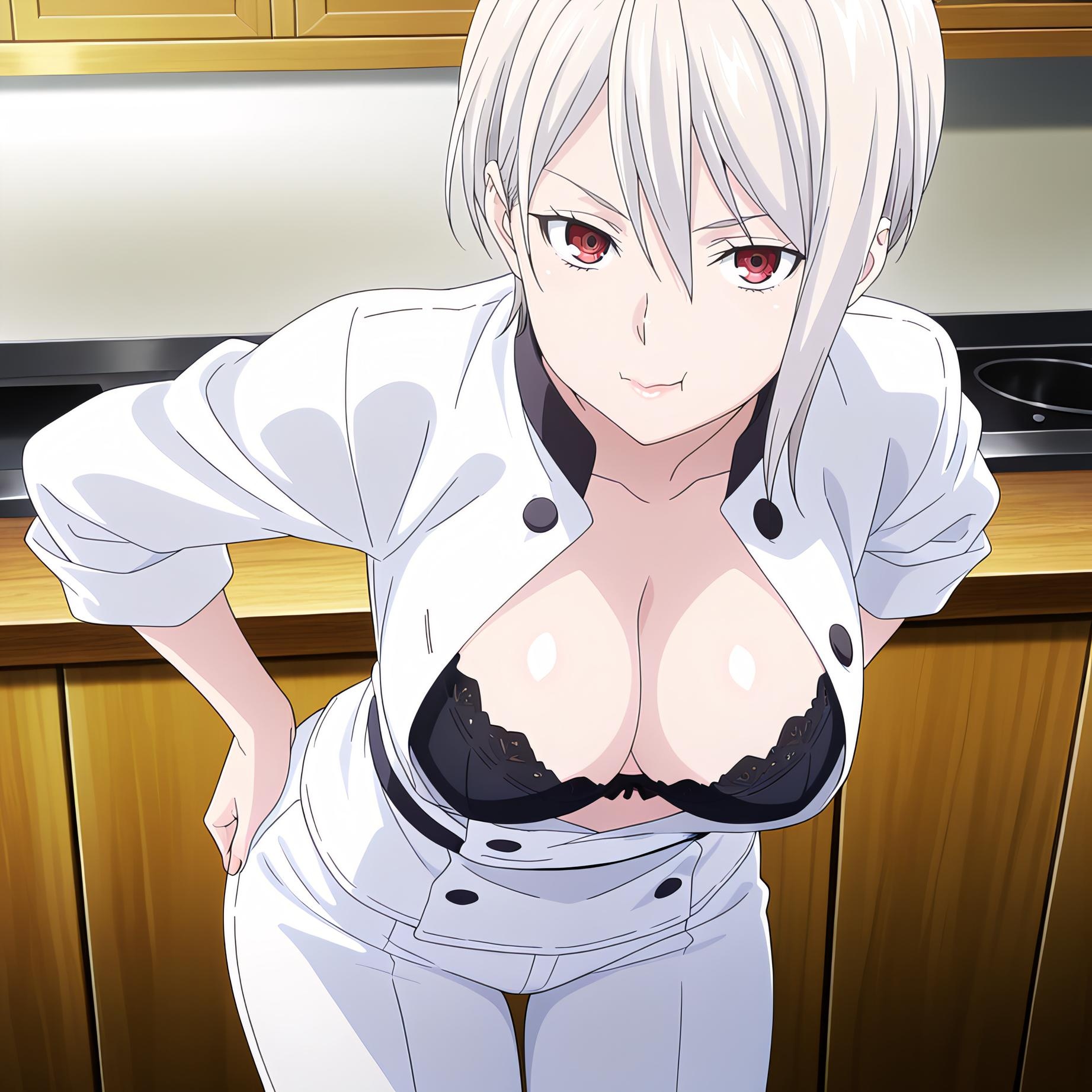 'Anime Girl Tạo Bởi AI - [2D] 薙切爱丽丝 Alice Nakiri 白发巨乳料理大小姐 裸围裙开档黑丝 极致肉感无修正 110P'